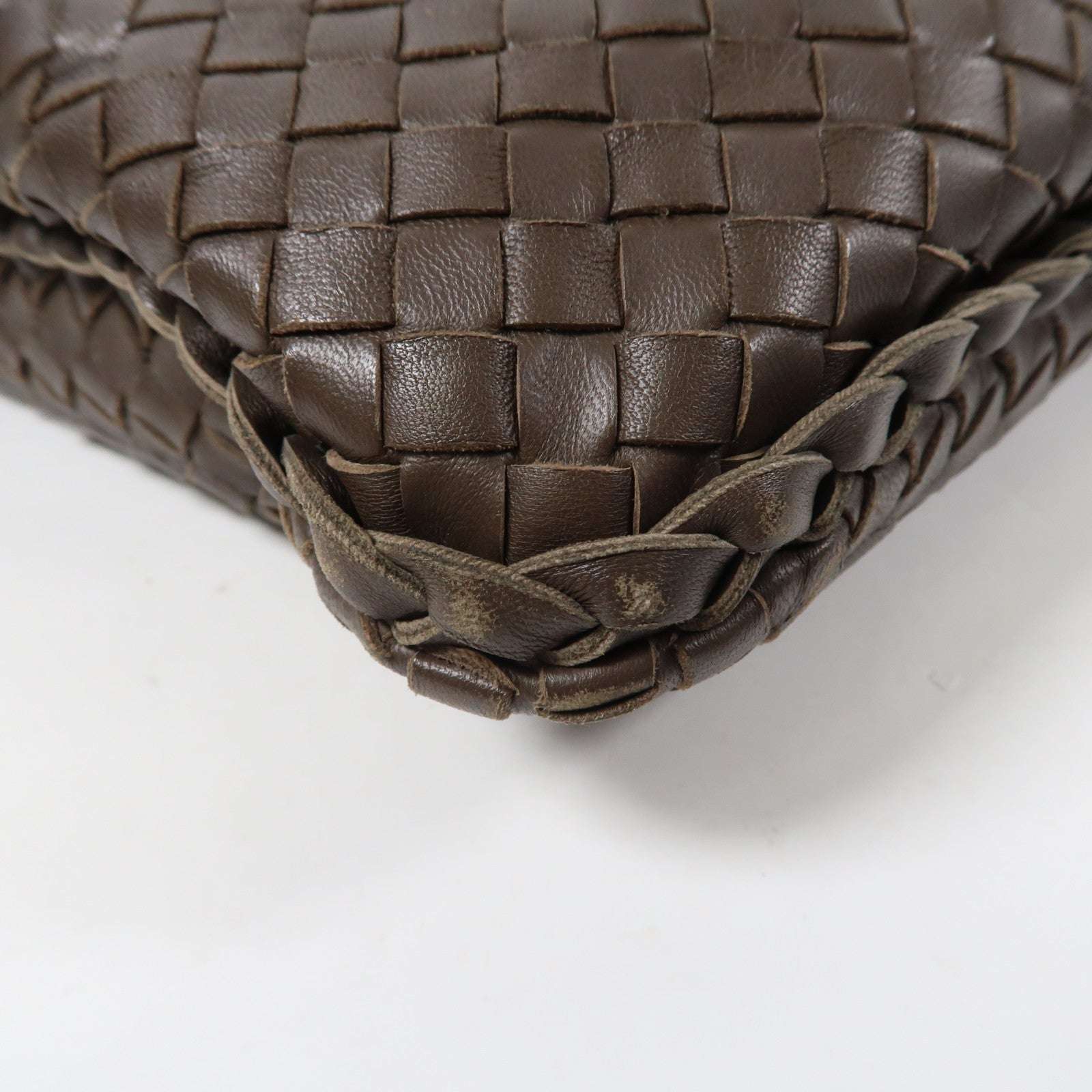 BOTTEGA VENETA 織紋皮革Shoulder Bag金扣肩背袋啡色