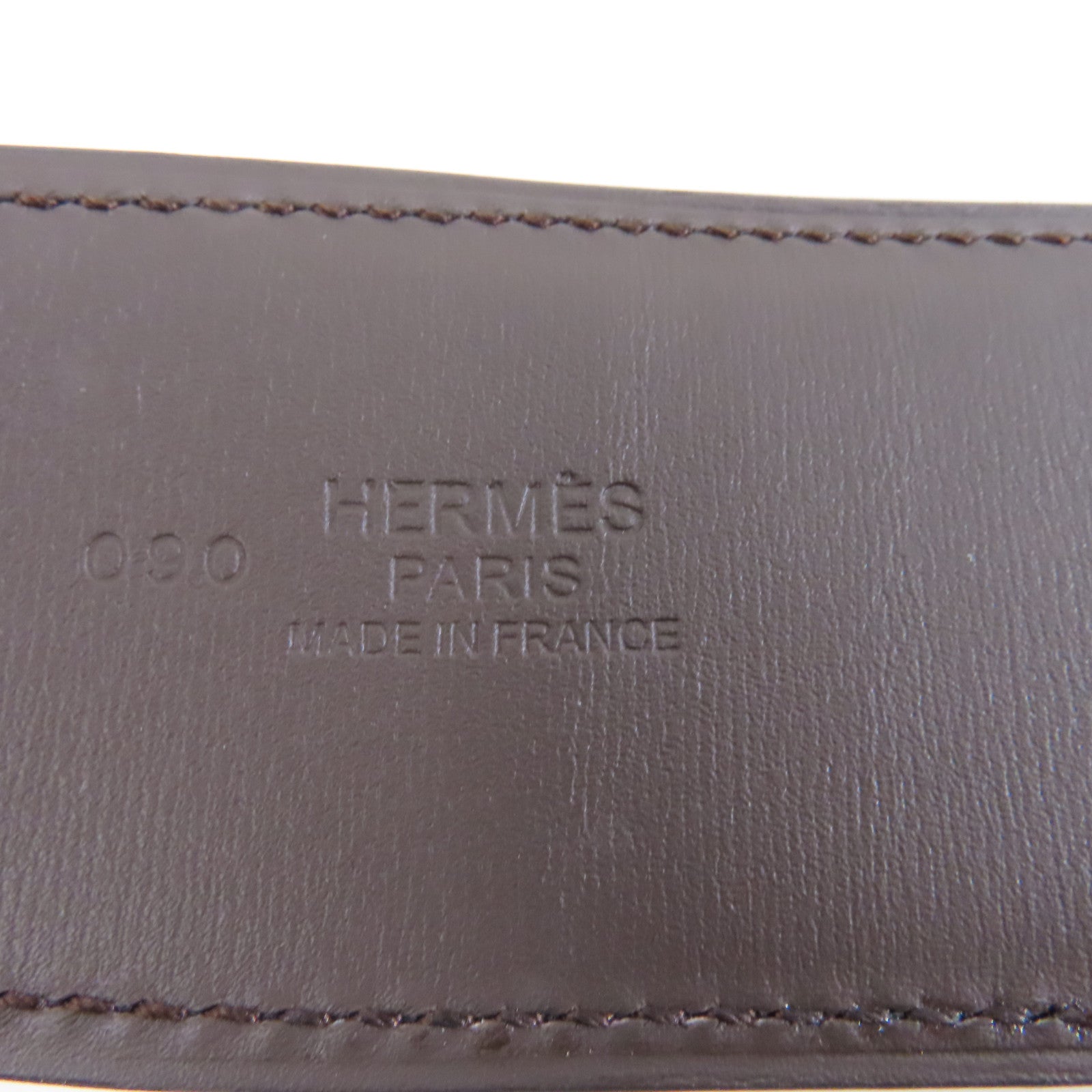 HERMES 【激減優惠】Epsom皮革Belt銀扣皮帶89 Noir黑色/啡色