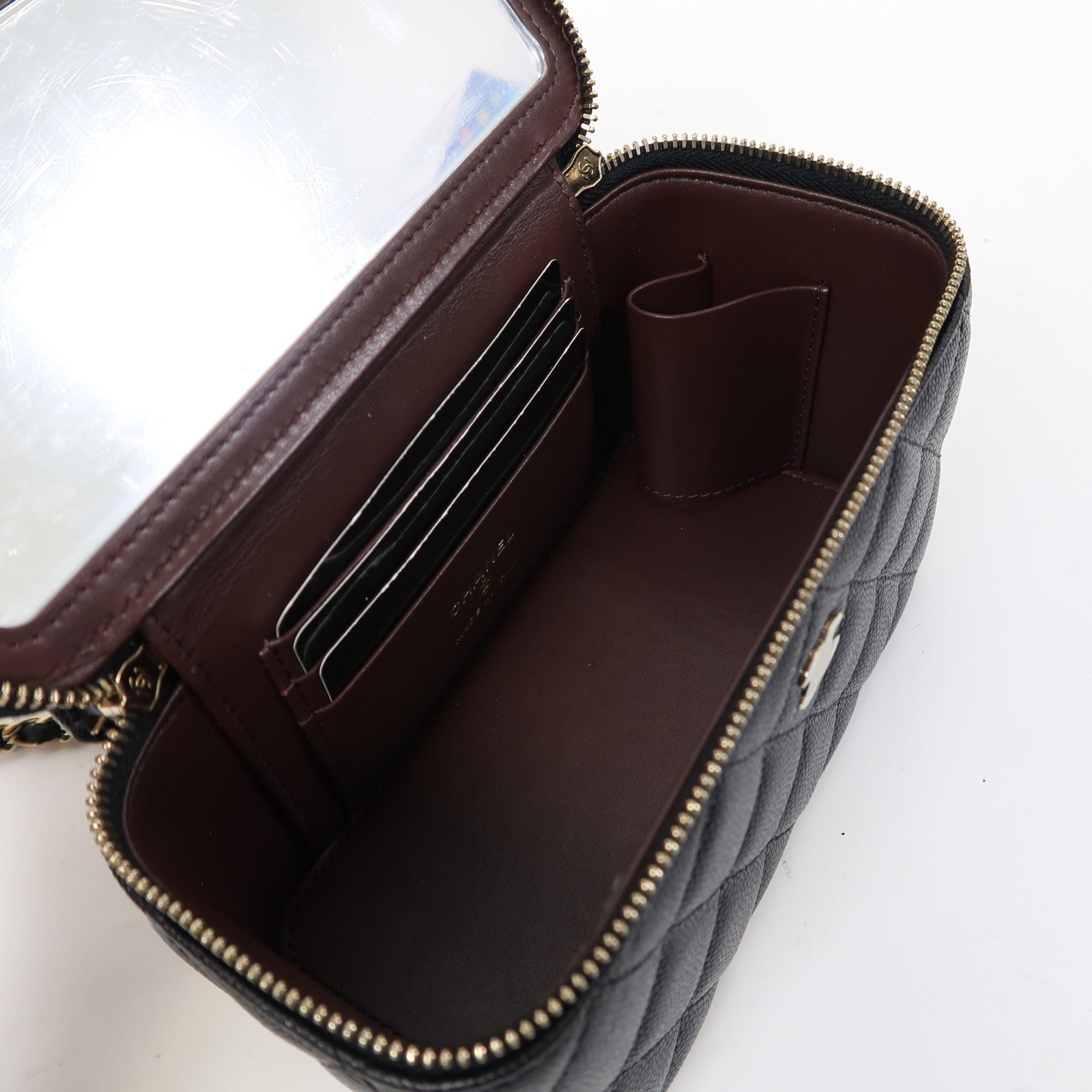 CHANEL 【激減優惠】菱格Caviar皮革Vanity Case金扣鏈帶肩背袋黑色