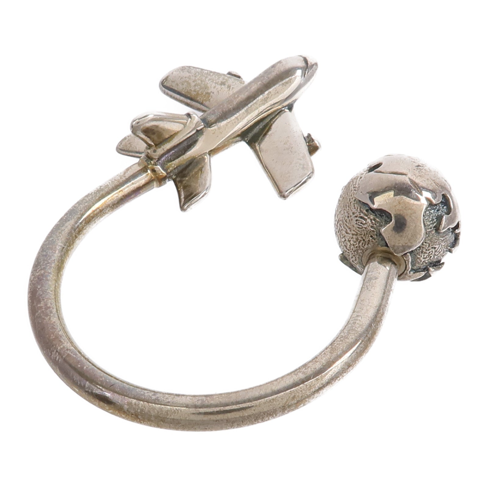 TIFFANY＆CO 925純銀Airplane ＆ Globe Key Ring鑰匙圈