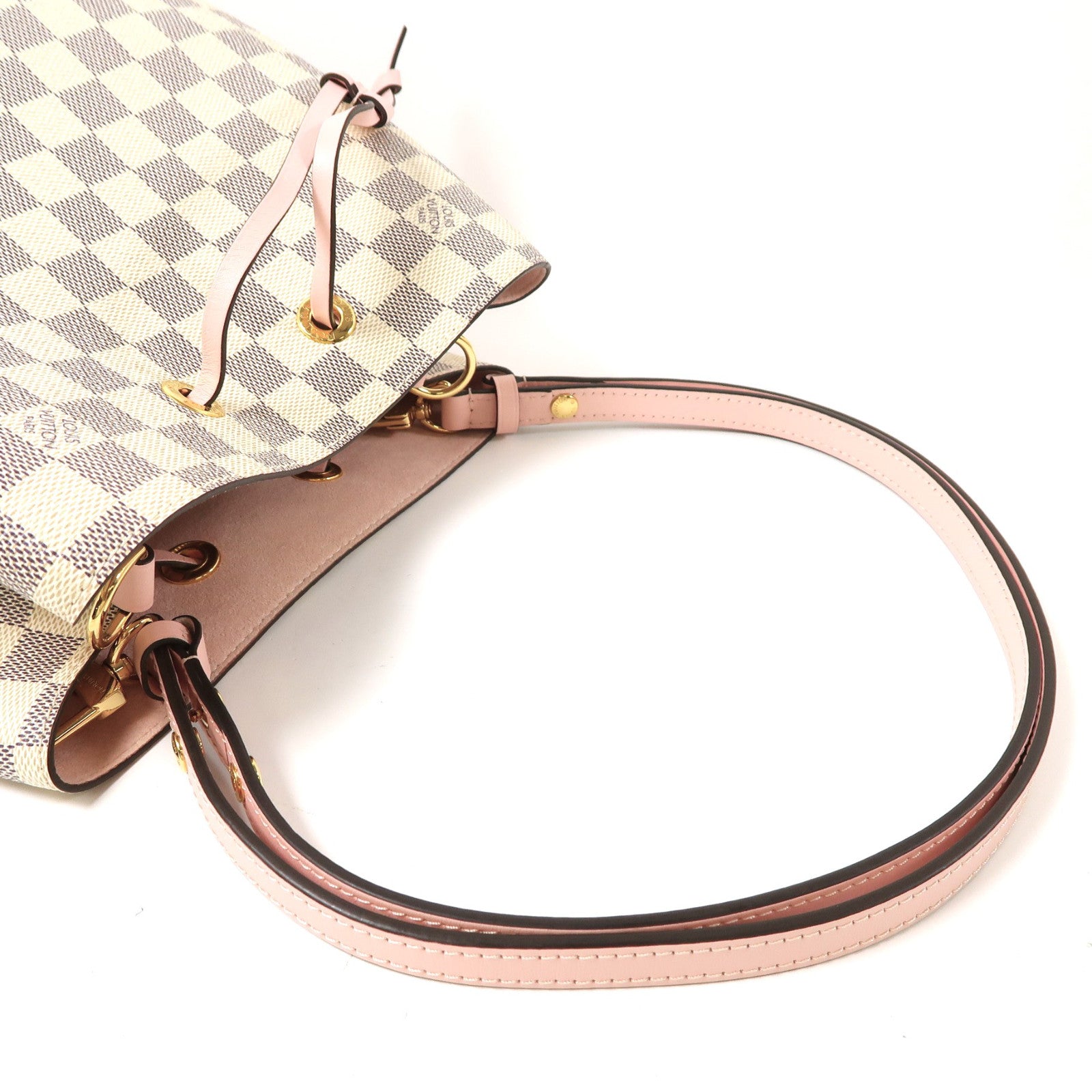 LOUIS VUITTON Damier Azur Neo Noe金扣肩背袋白色