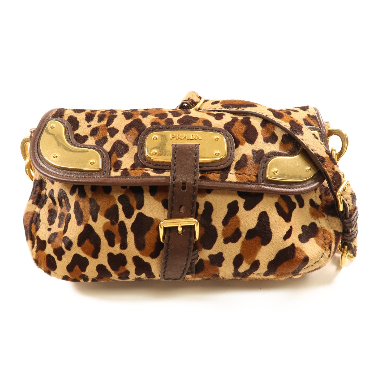 PRADA 馬毛Shoulder Bag金扣肩背袋