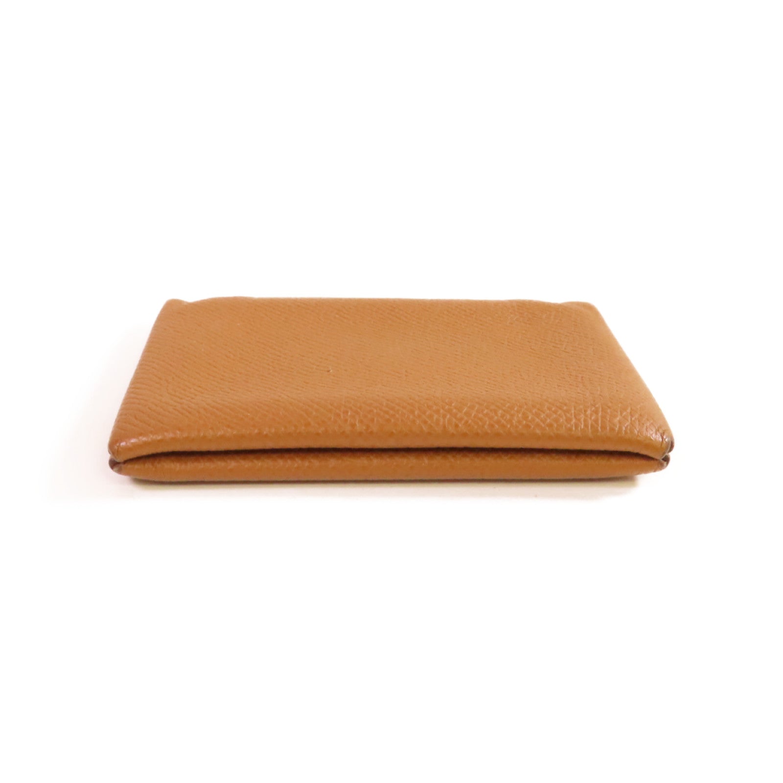 HERMES Epsom皮革Calvi Card Holder銀扣卡片套Gold金棕色