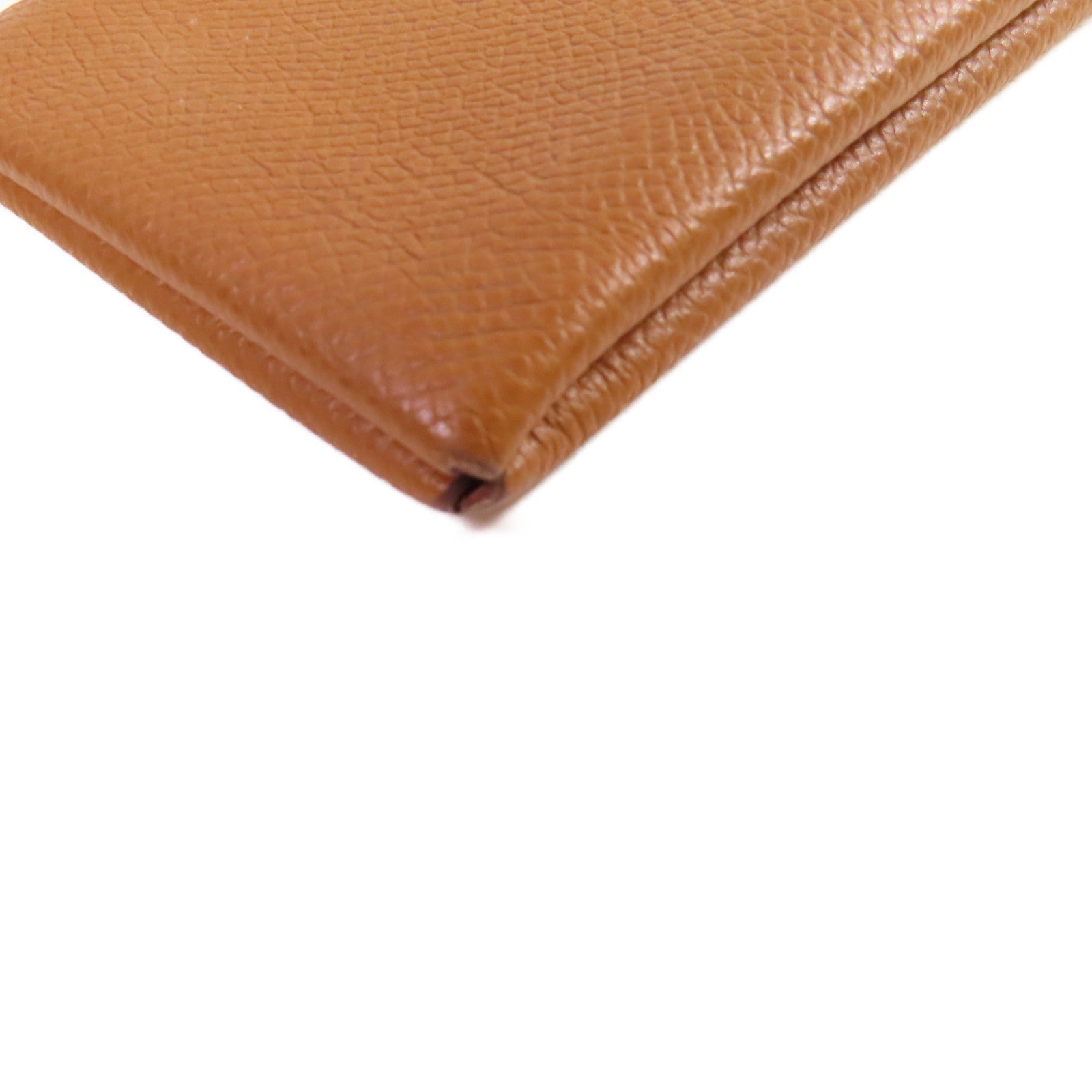 HERMES Epsom皮革Calvi Card Holder銀扣卡片套Gold金棕色