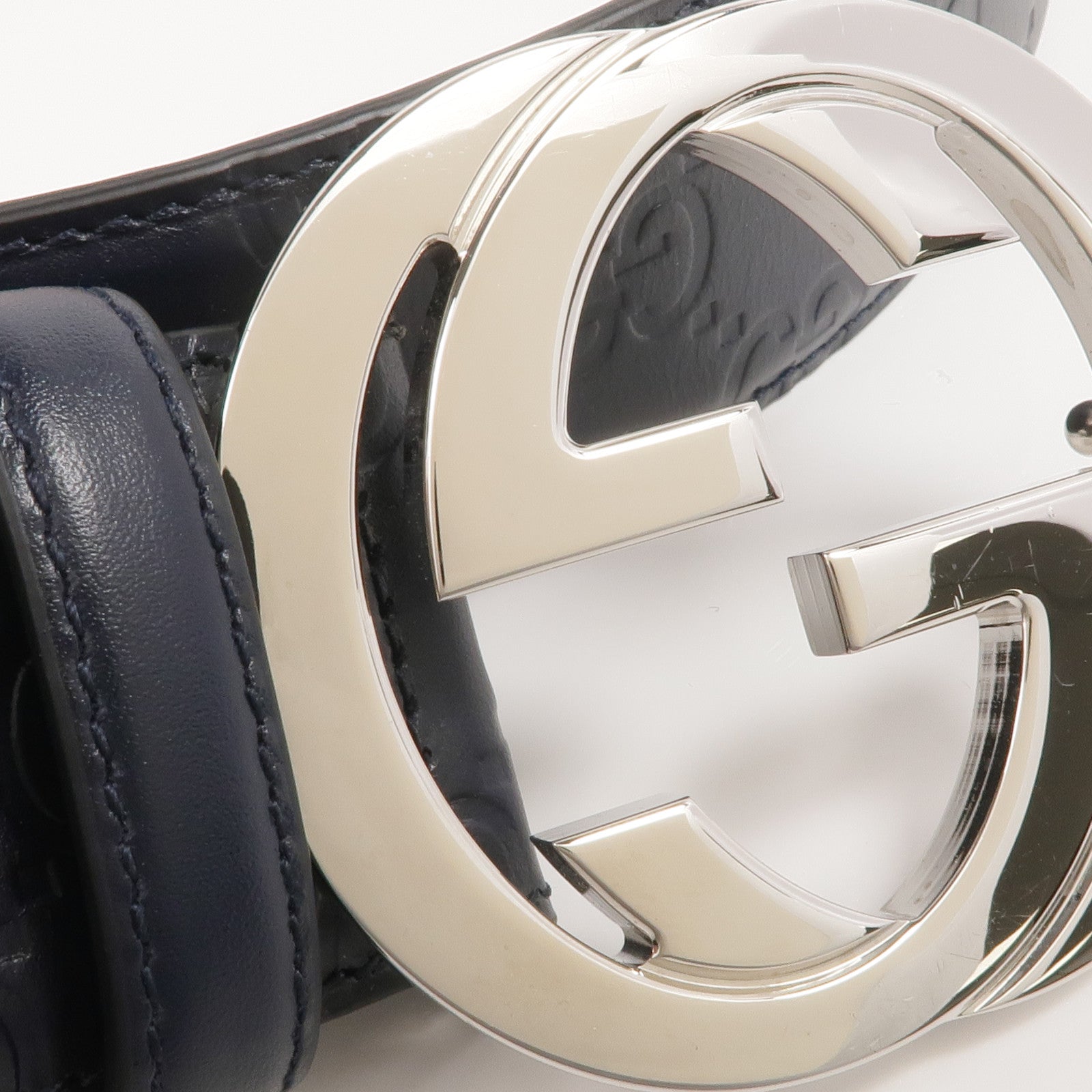 GUCCI 牛皮皮革Belt銀扣皮帶