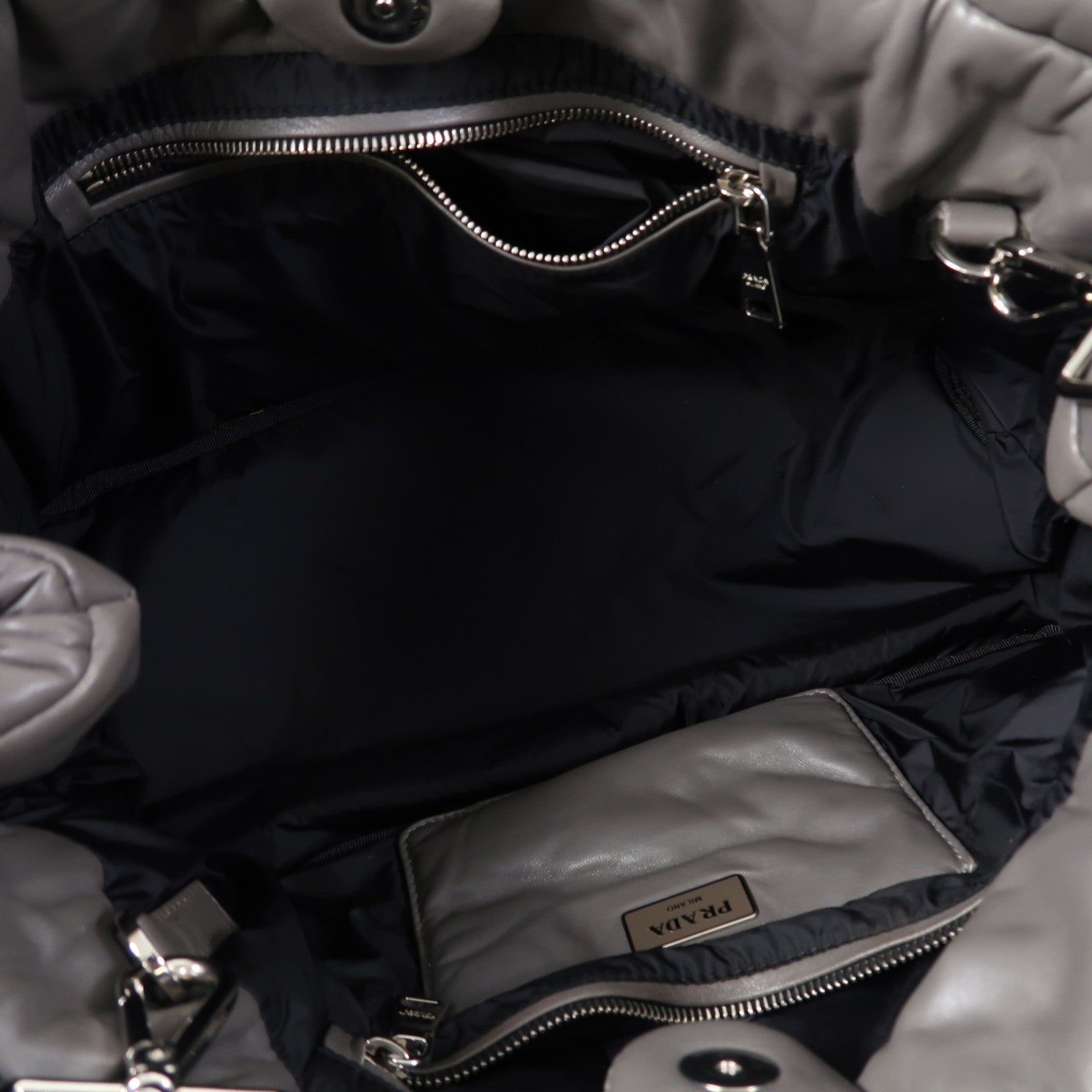 PRADA Nappa Bowber 2 Way Shoulder Bag銀扣手挽肩背兩用袋灰色
