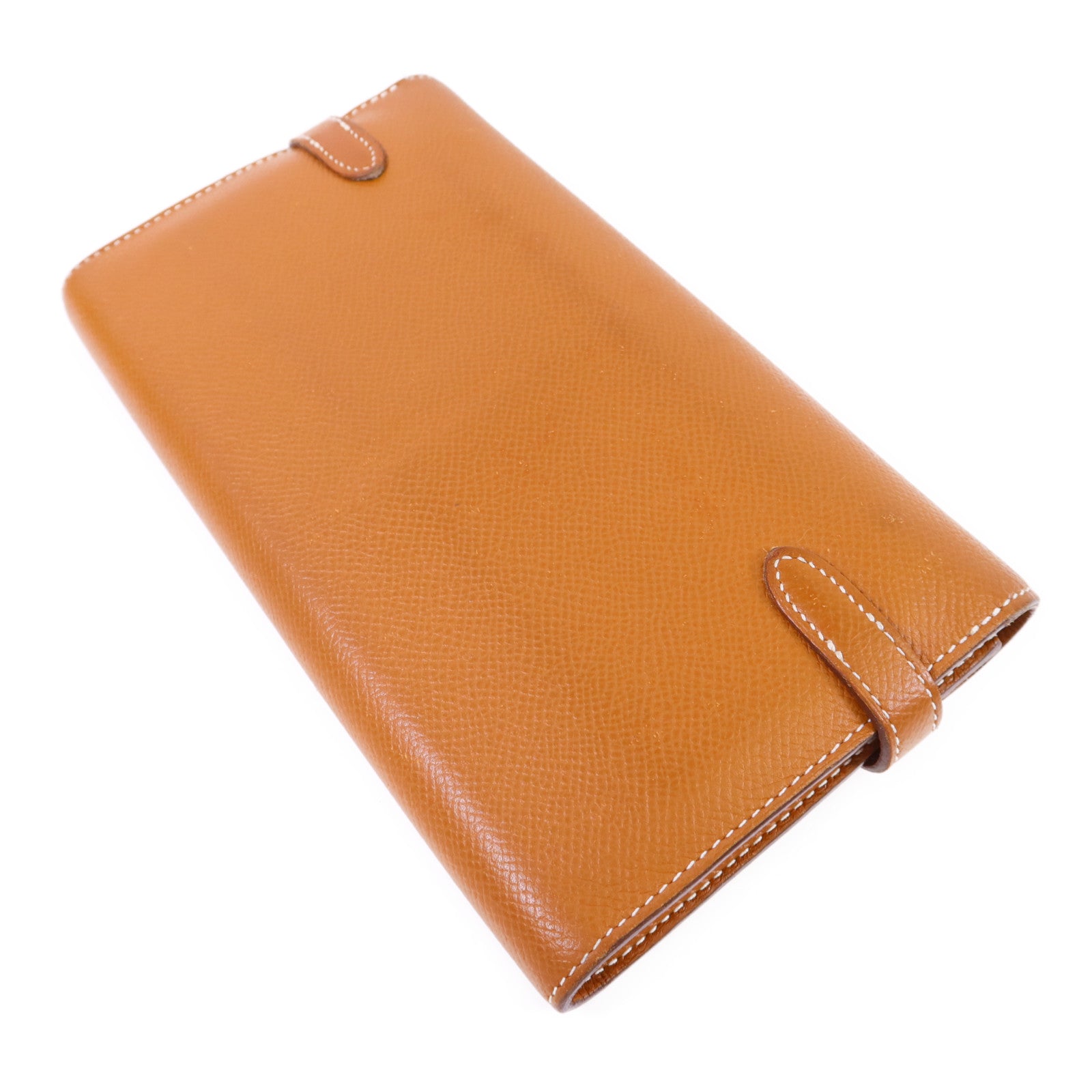 HERMES Epsom皮革Kelly Wallet銀扣長錢包Gold