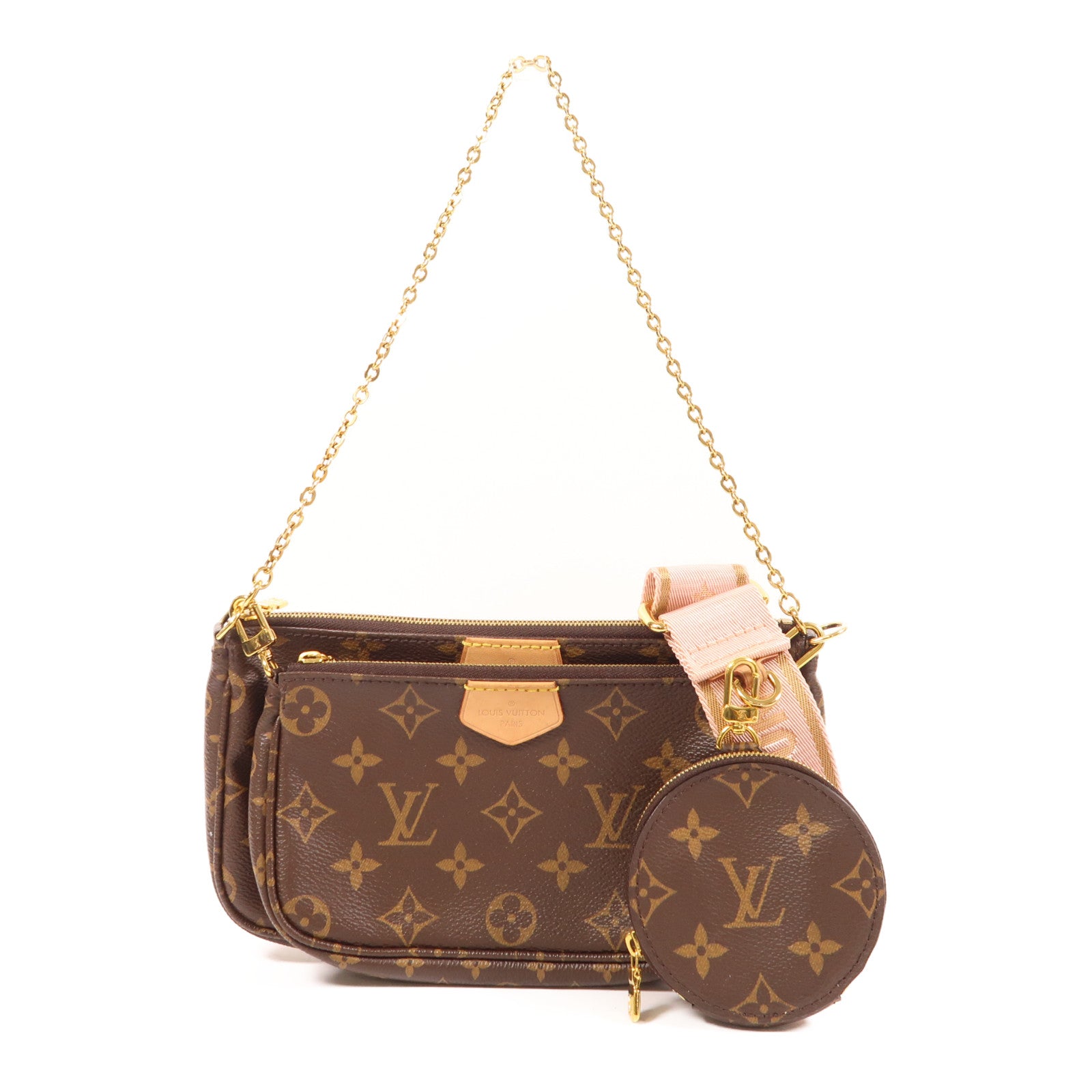 LOUIS VUITTON Monogram Multi Pochette Accessoires金扣手挽肩背兩用袋