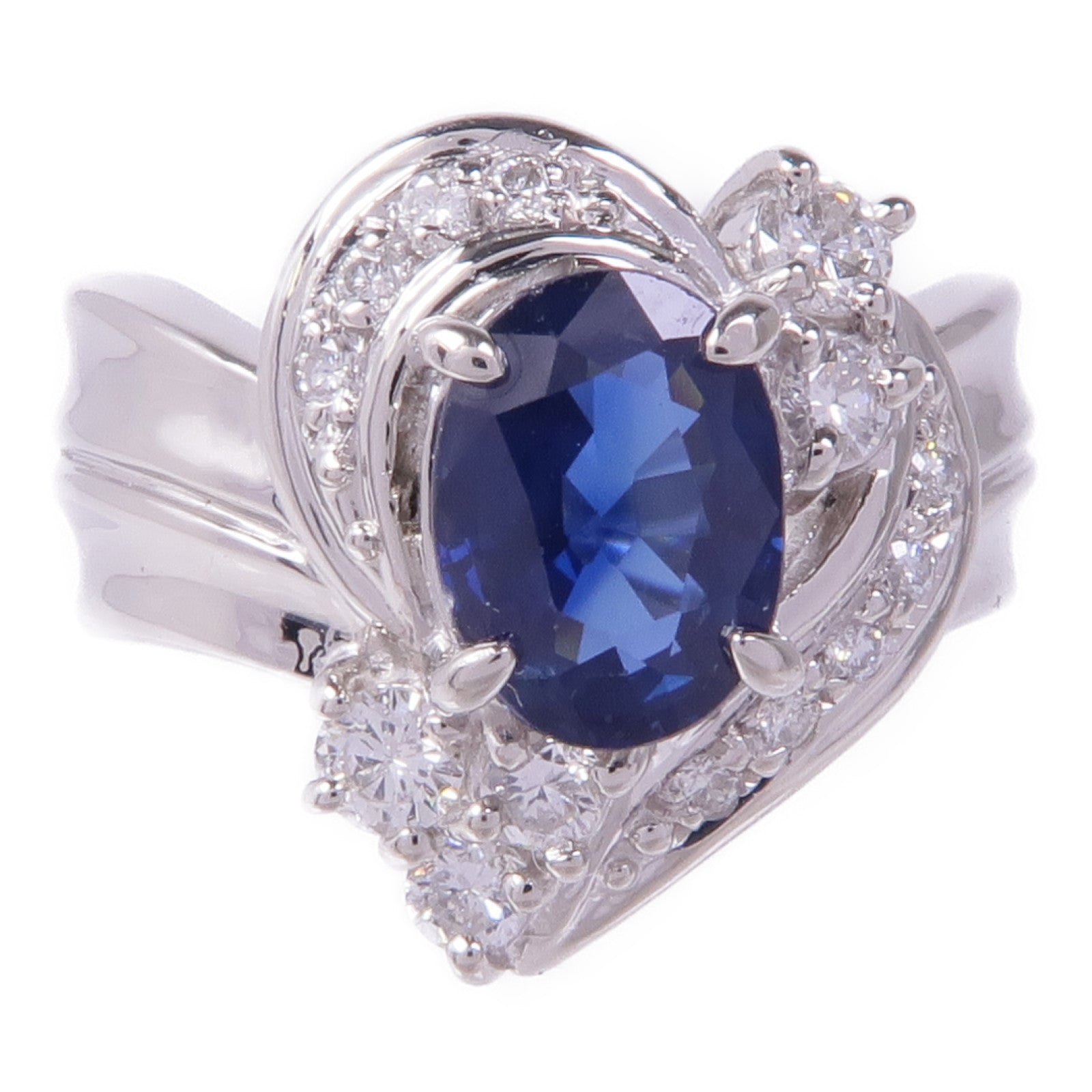 JEWELRY PT850鉑金Sapphire Diamond Ring藍寶石/鑽石戒指US#4.75