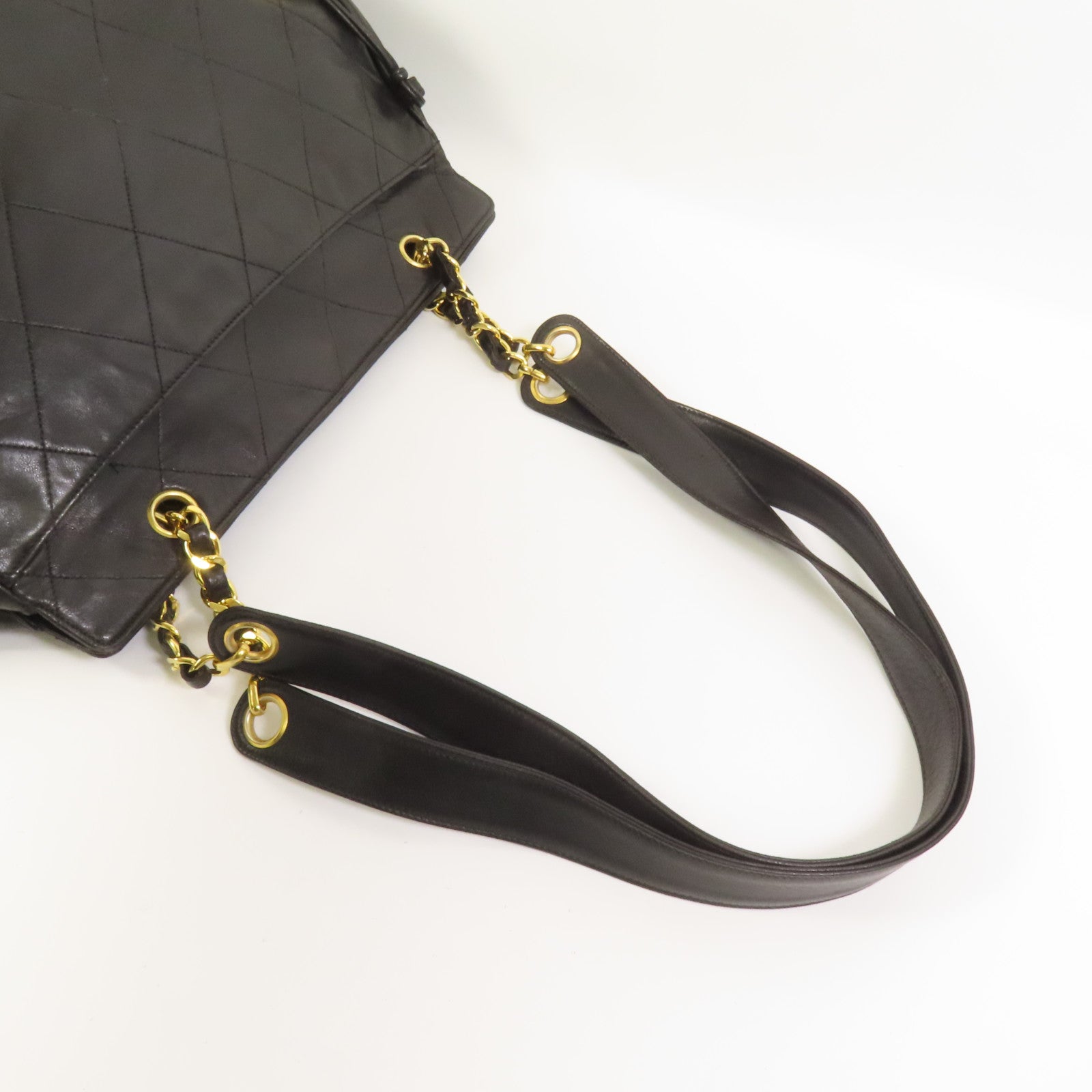 CHANEL 羊皮皮革Vintage Tote金扣鏈帶肩背袋