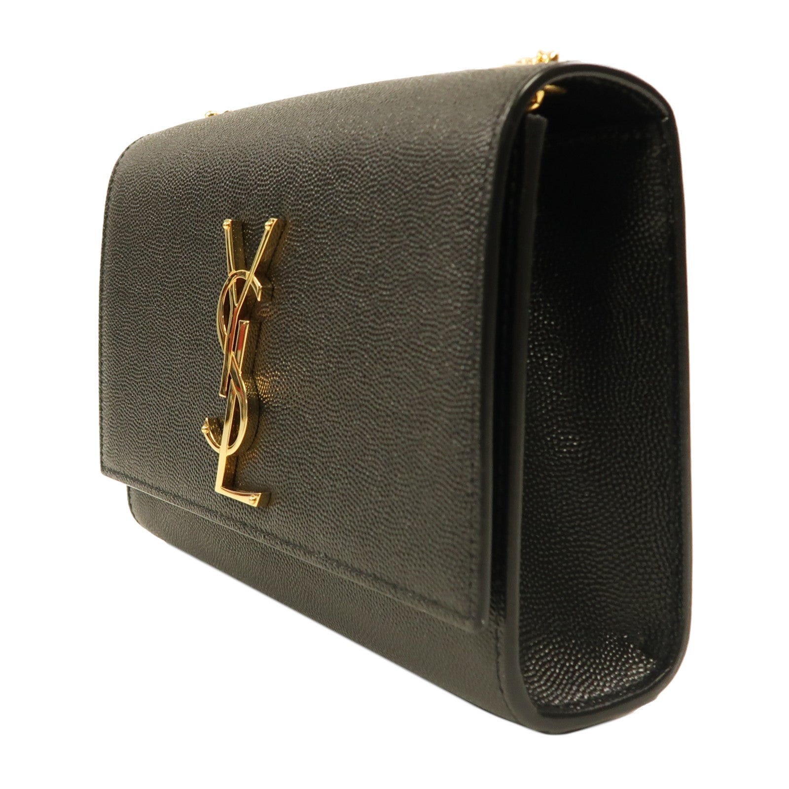 YVES SAINT LAURENT 牛皮皮革Chain Shoulder Bag金扣鏈帶肩背袋黑色