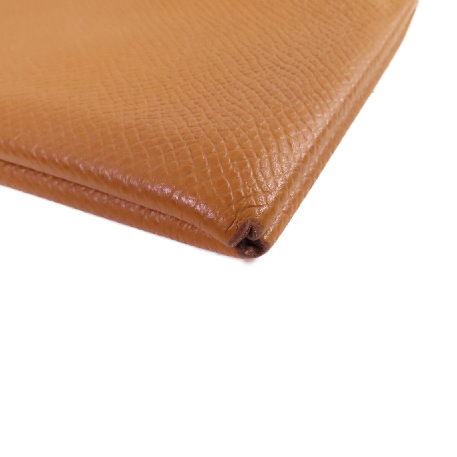 HERMES Epsom皮革Calvi Card Holder銀扣卡片套Gold金棕色