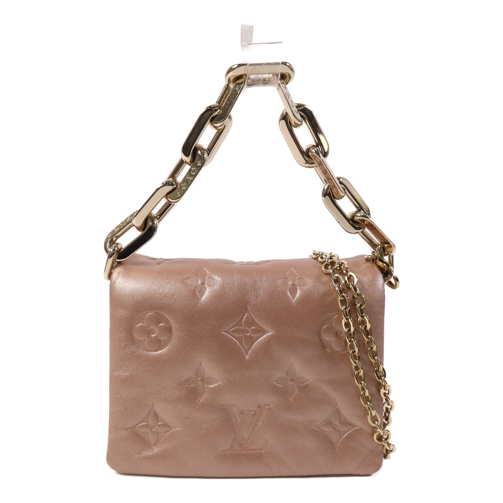LOUIS VUITTON Monogram Embossed Coussin Belt Bag金扣鏈帶手挽肩背兩用袋