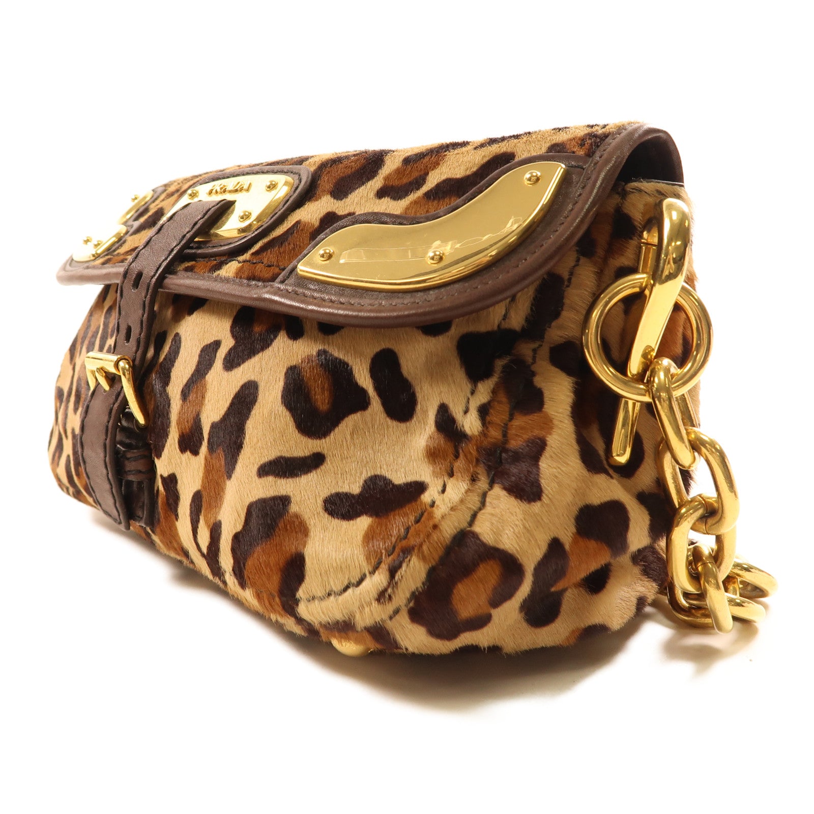 PRADA 馬毛Shoulder Bag金扣肩背袋