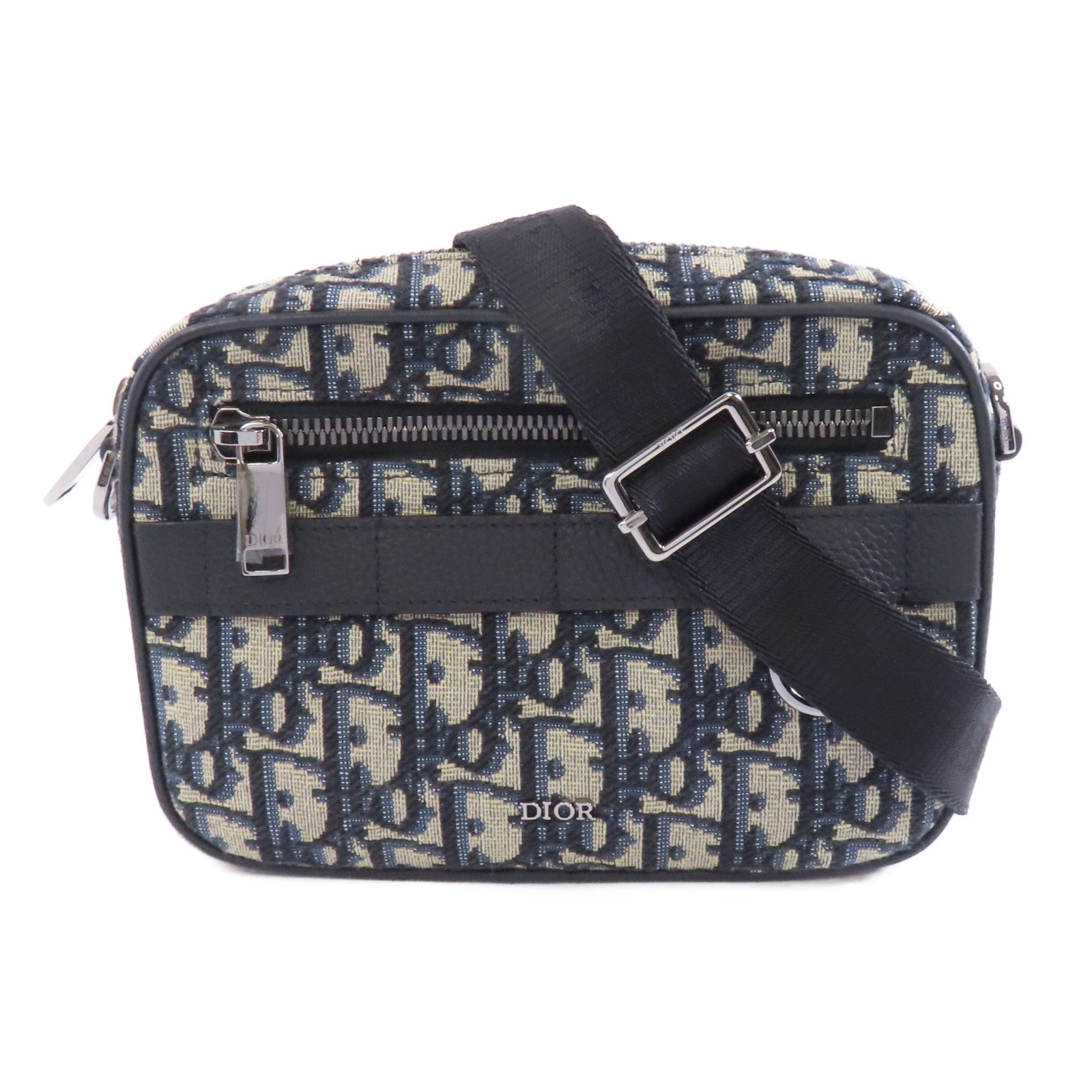 Dior 帆布Safari Mini Messenger銀扣肩背袋藍色