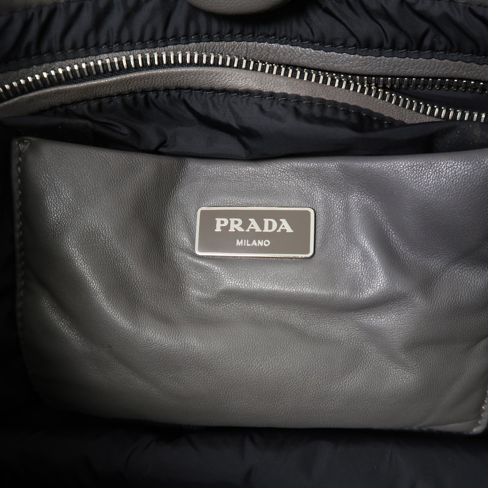 PRADA Nappa Bowber 2 Way Shoulder Bag銀扣手挽肩背兩用袋灰色
