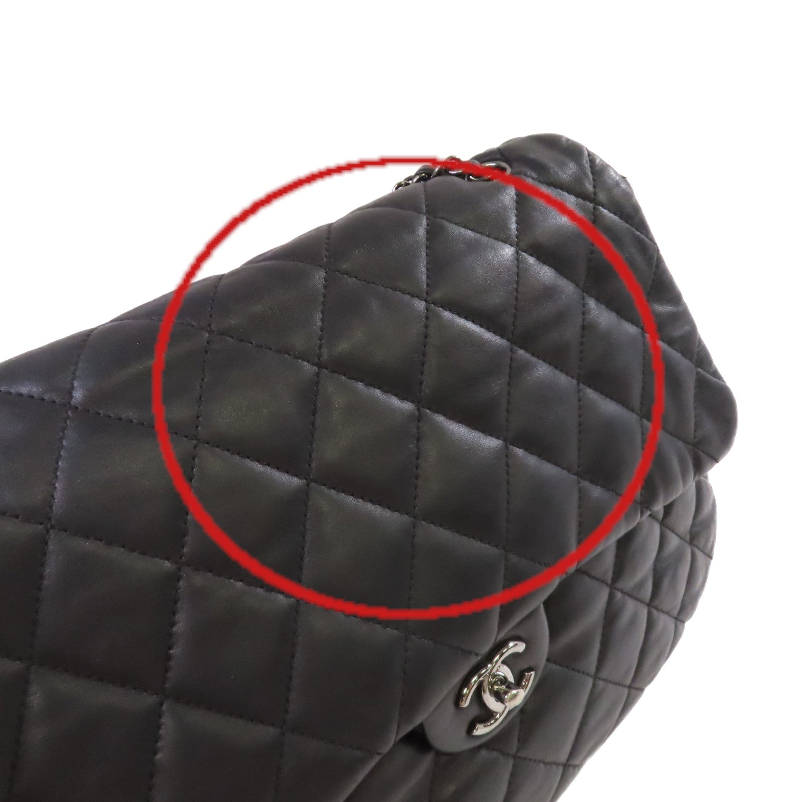 CHANEL 菱格牛皮皮革Chain Shoulder Bag銀扣鏈帶肩背袋黑色