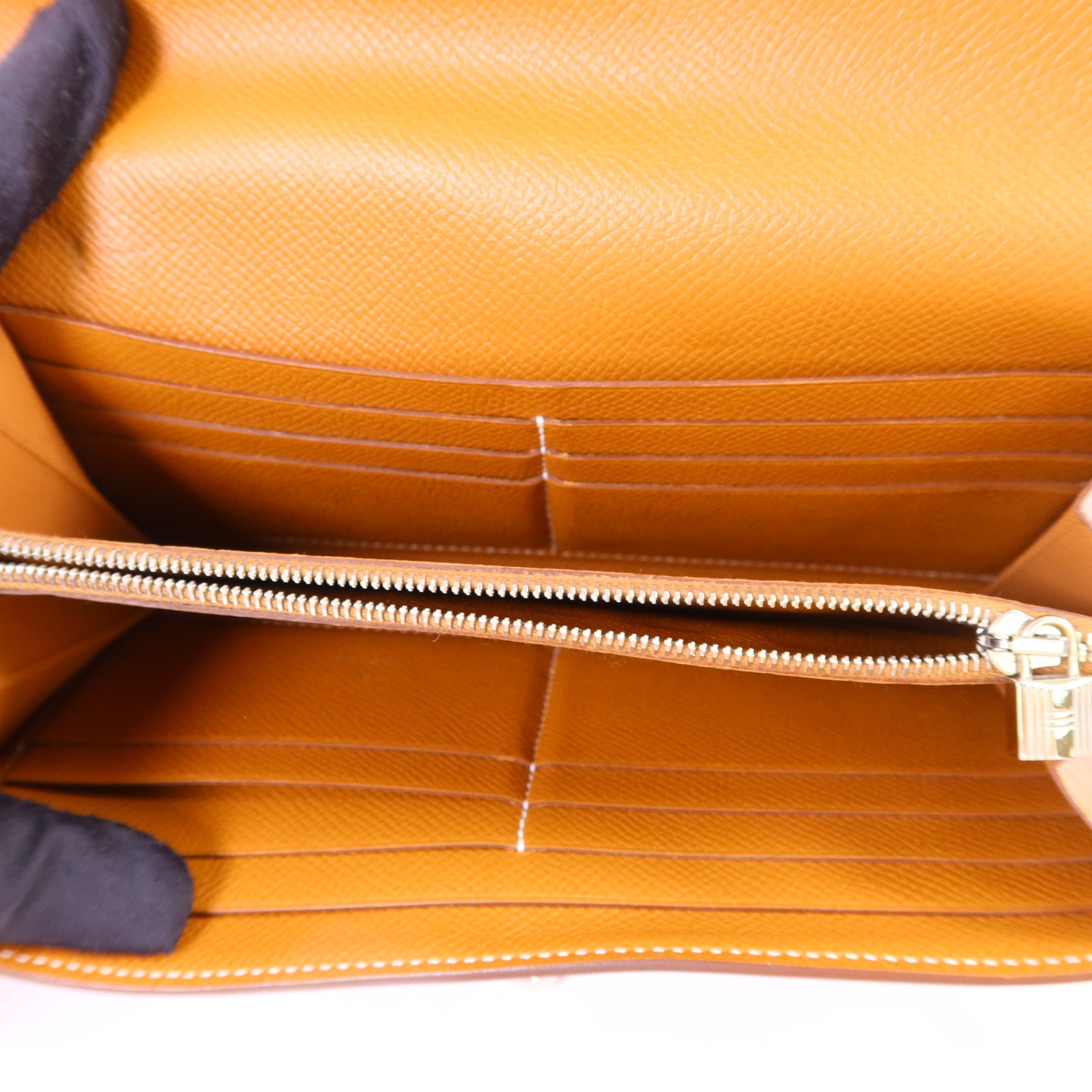 HERMES Epsom皮革Kelly Wallet銀扣長錢包Gold