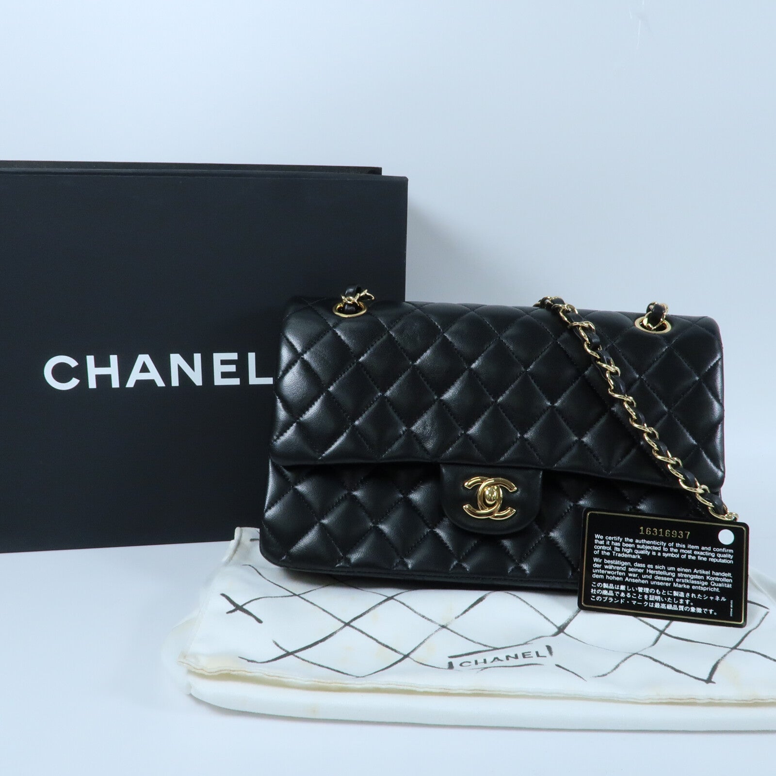CHANEL 羊皮皮革Classic 25金扣鏈帶肩背袋
