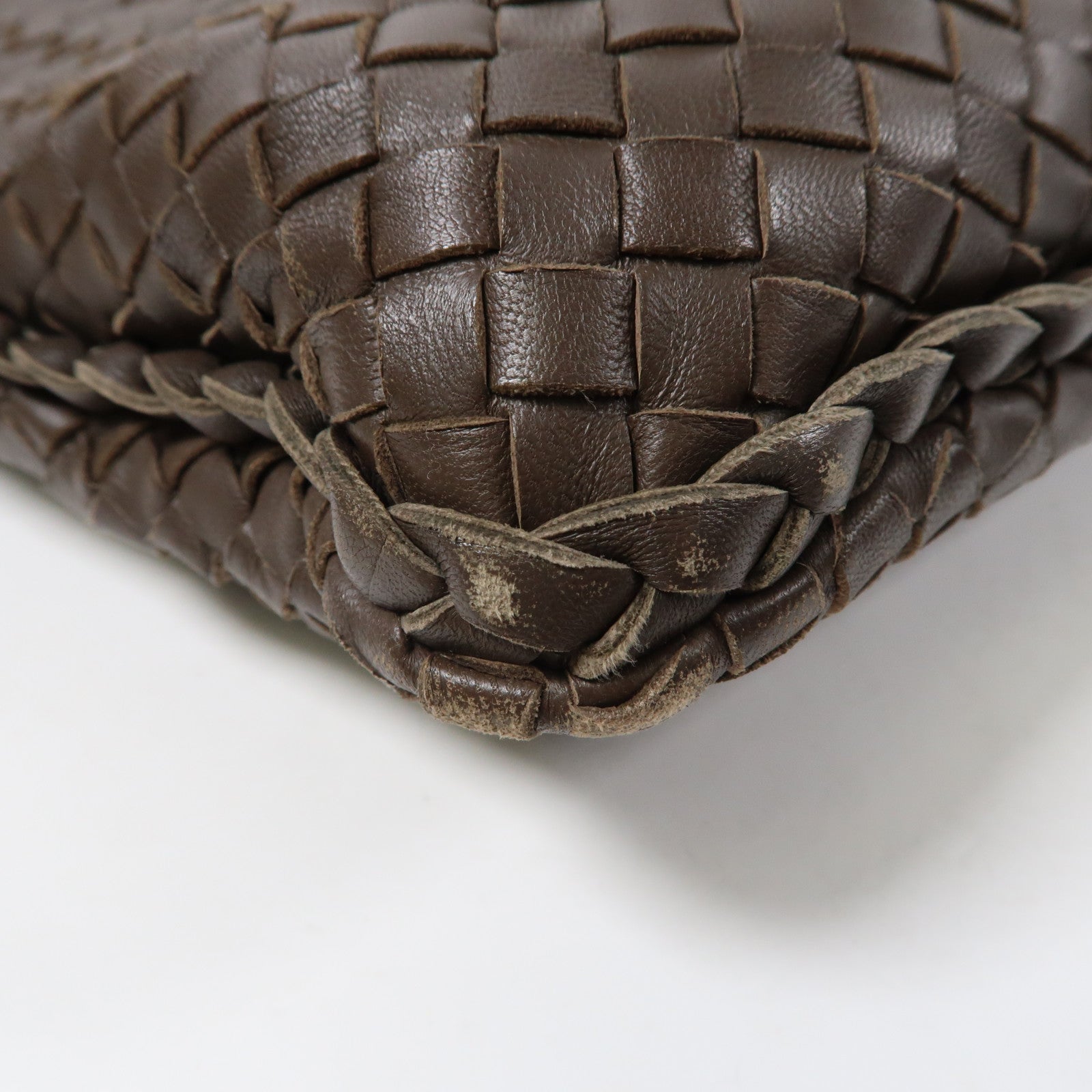 BOTTEGA VENETA 織紋皮革Shoulder Bag金扣肩背袋啡色