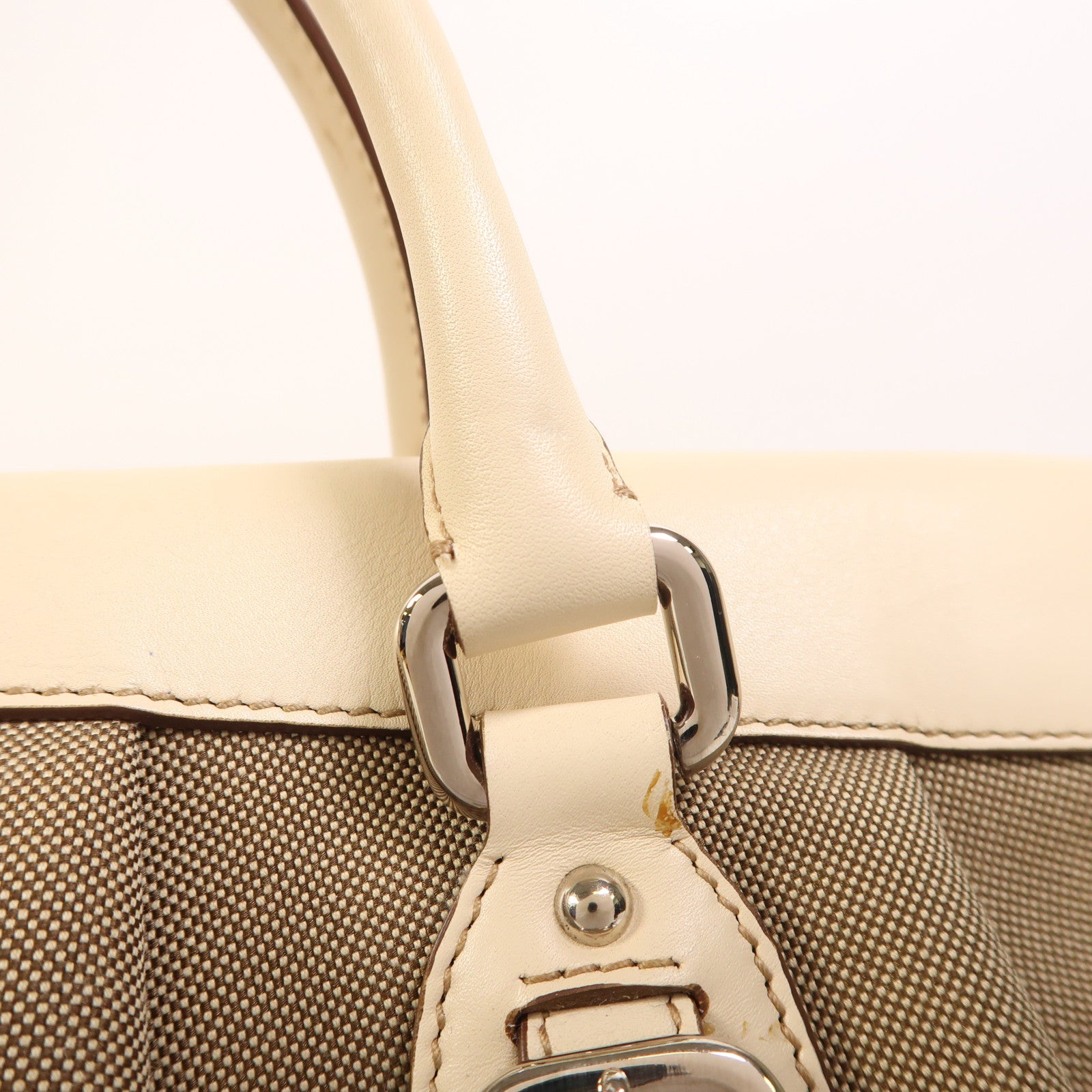PRADA 【激減優惠】帆布/牛皮皮革2 Way Shoulder銀扣手挽肩背兩用袋