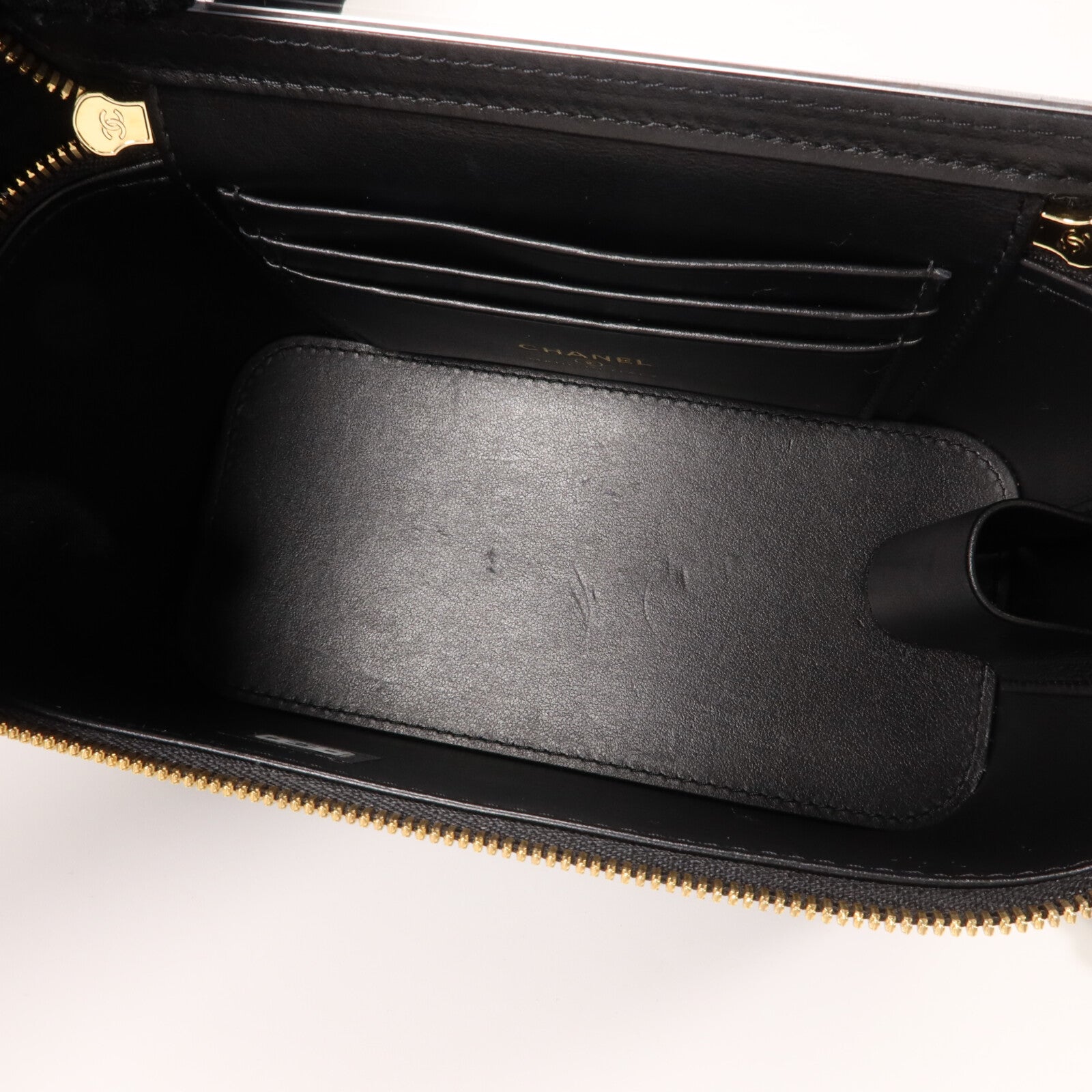 CHANEL 牛皮皮革CC Vanity Case With Crystal鏈帶肩背袋