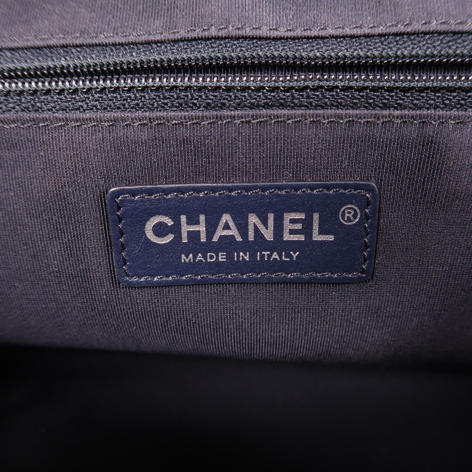 CHANEL 牛皮皮革Shoulder Bag銀扣手挽肩背兩用袋深藍色