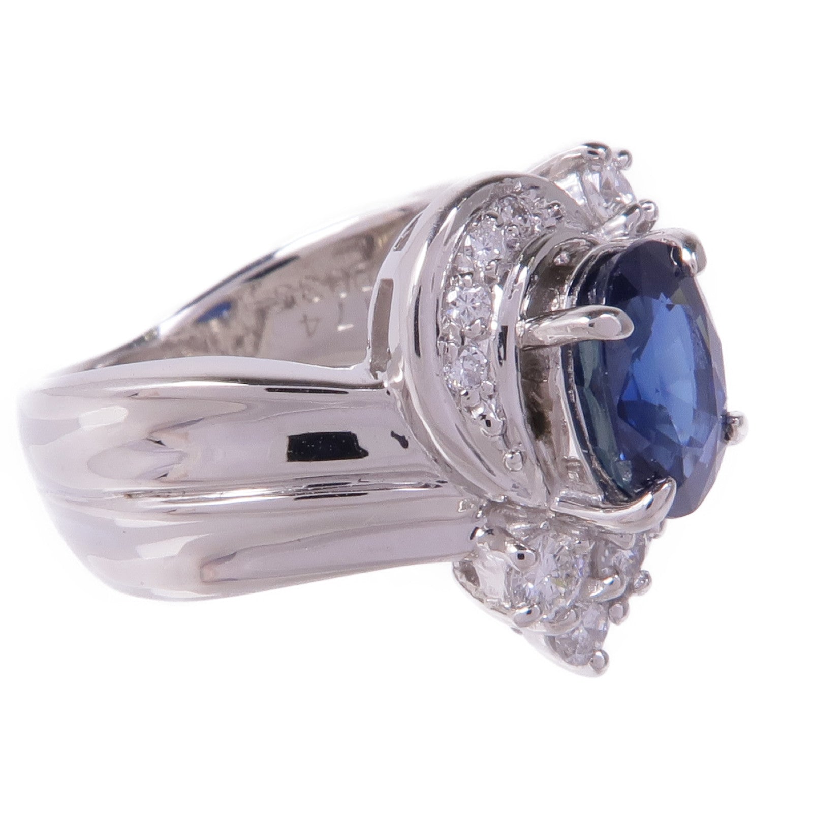 JEWELRY PT850鉑金Sapphire Diamond Ring藍寶石/鑽石戒指US#4.75