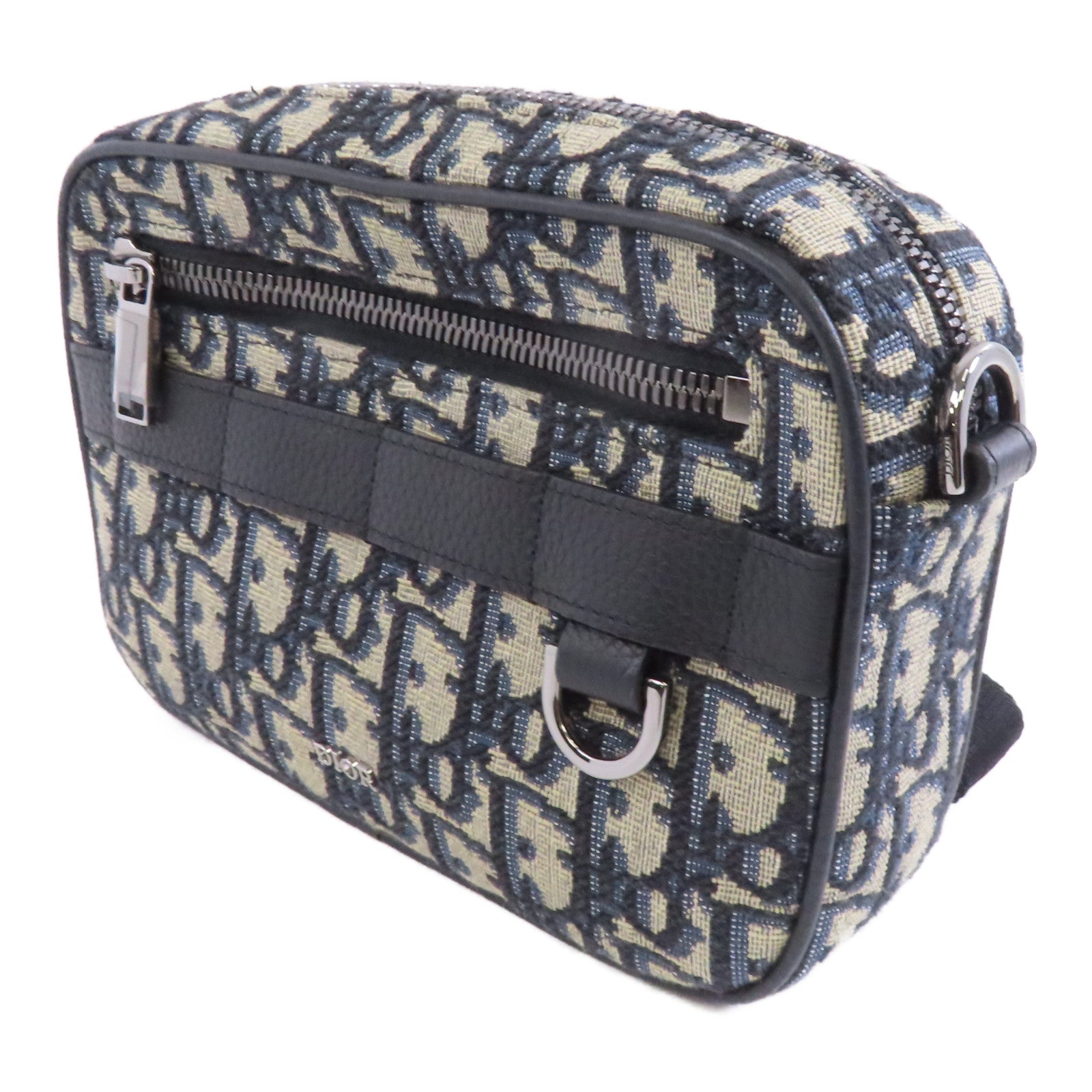 Dior 帆布Safari Mini Messenger銀扣肩背袋藍色