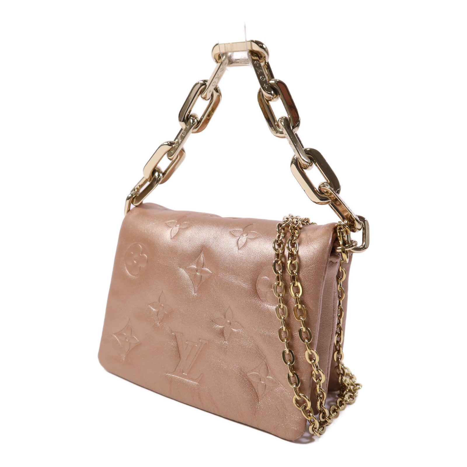 LOUIS VUITTON Monogram Embossed Coussin Belt Bag金扣鏈帶手挽肩背兩用袋
