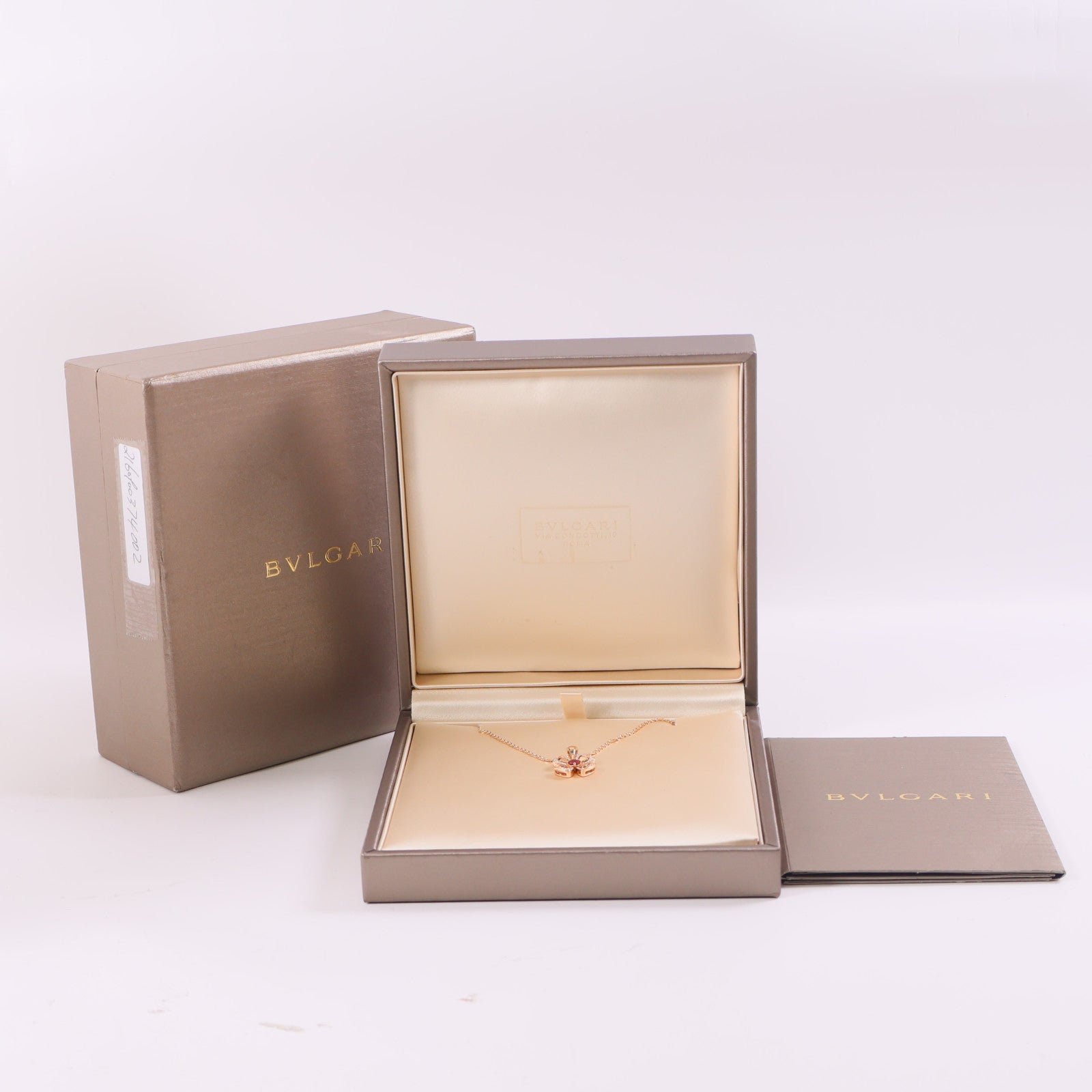 BVLGARI 【激減優惠】18K玫瑰金Fiorever Necklace鑽石/紅寶石項鍊金色/紅色