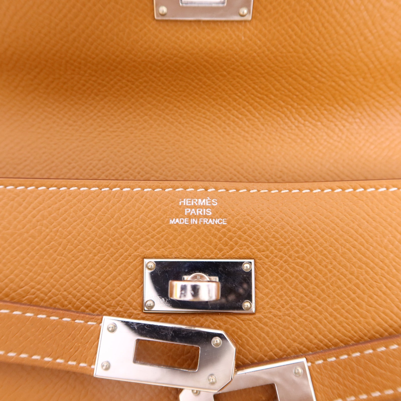 HERMES Epsom皮革Kelly Wallet銀扣長錢包Gold