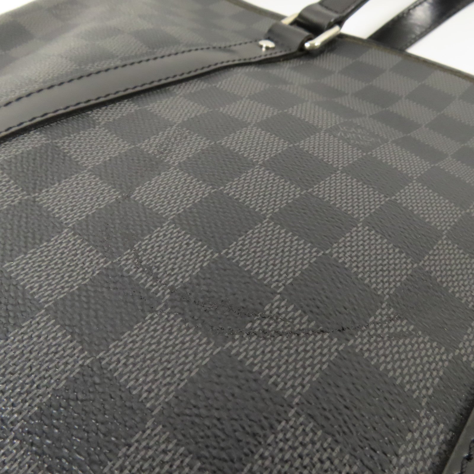 LOUIS VUITTON Damier Graphite Tadao MM銀扣手挽肩背兩用袋