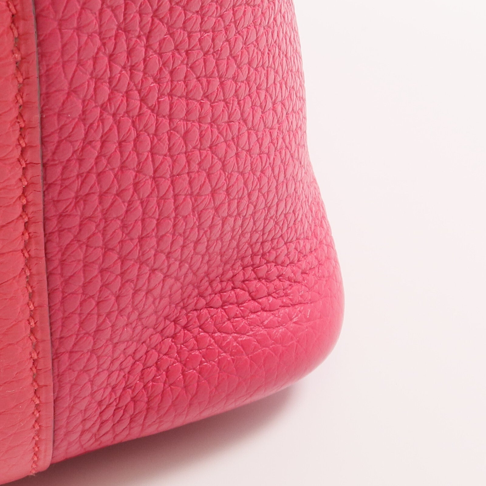HERMES Clemence皮革Picotin PM銀扣手挽袋Rose Mexico/Rouge de Coeur