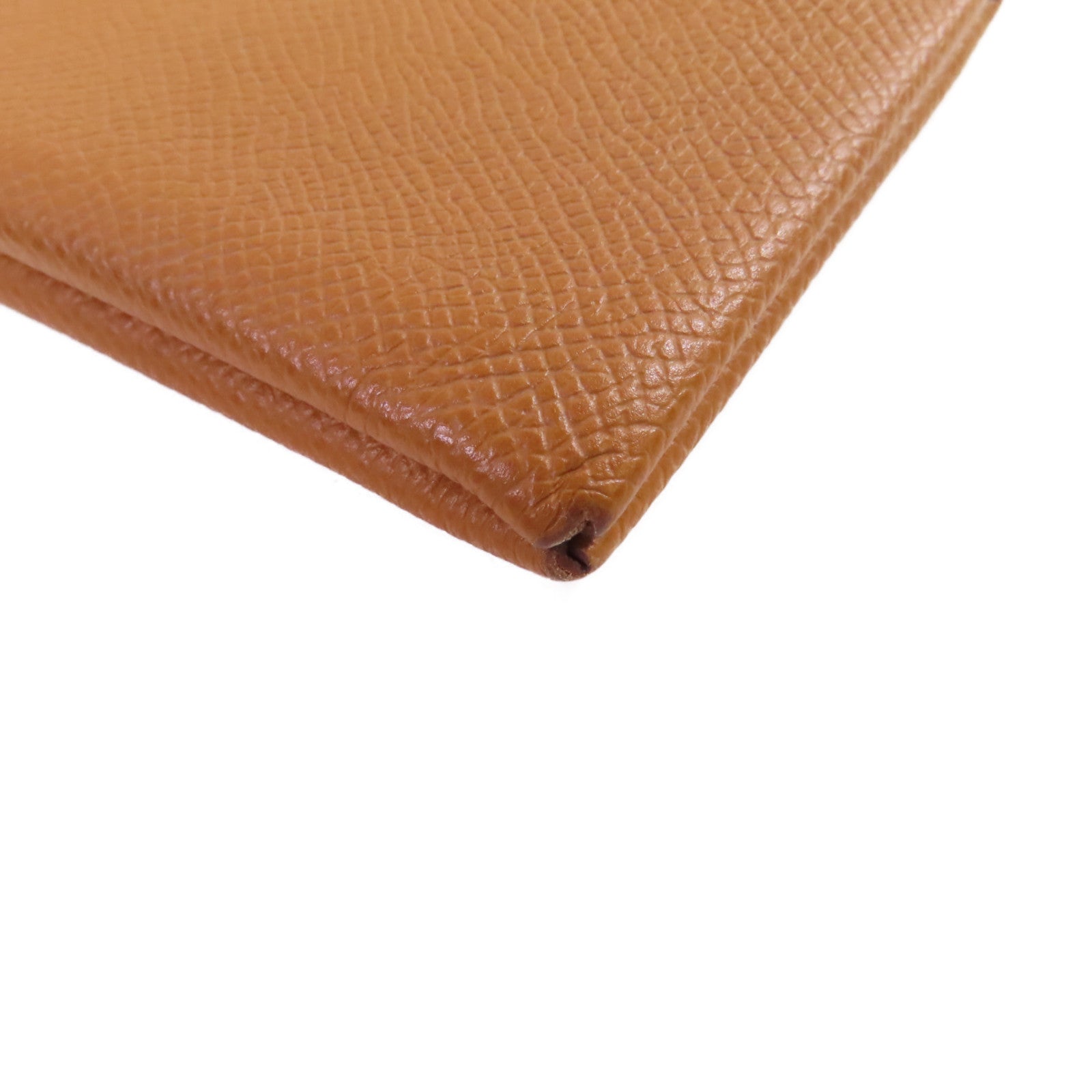HERMES Epsom皮革Calvi Card Holder銀扣卡片套Gold金棕色