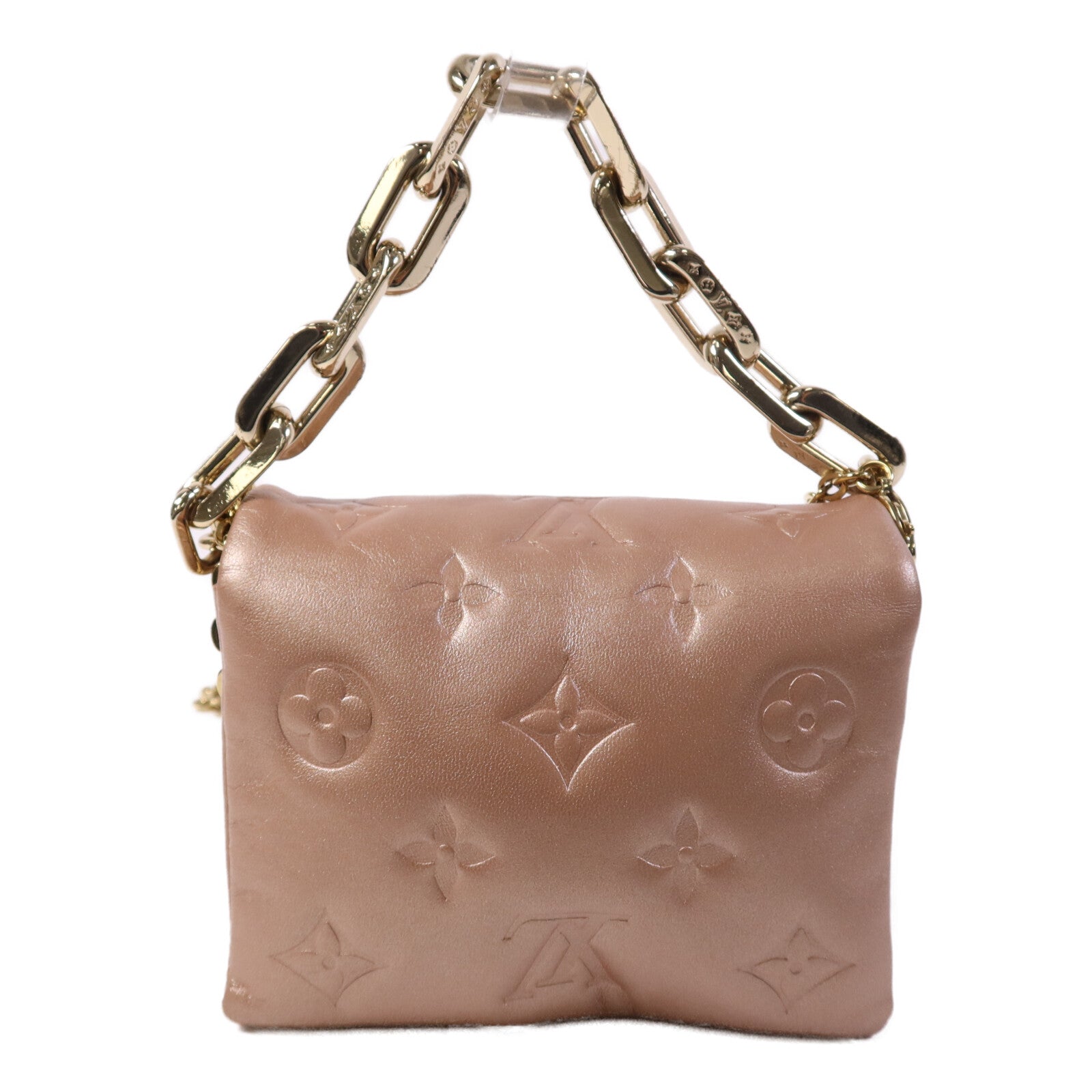 LOUIS VUITTON Monogram Embossed Coussin Belt Bag金扣鏈帶手挽肩背兩用袋