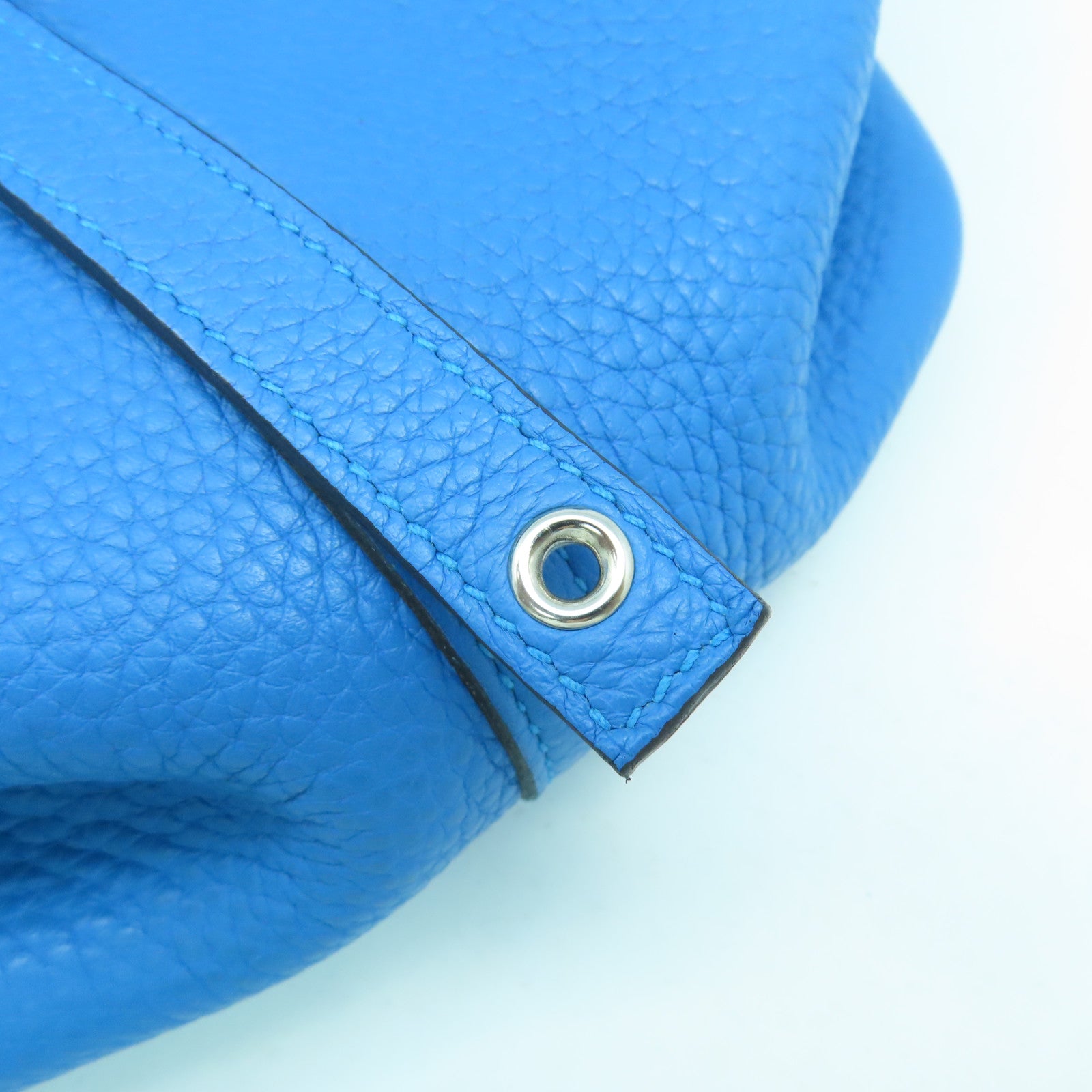 HERMES Clemence皮革Picotin MM銀扣手挽袋Bleu Zanzibar坦桑尼亞藍色