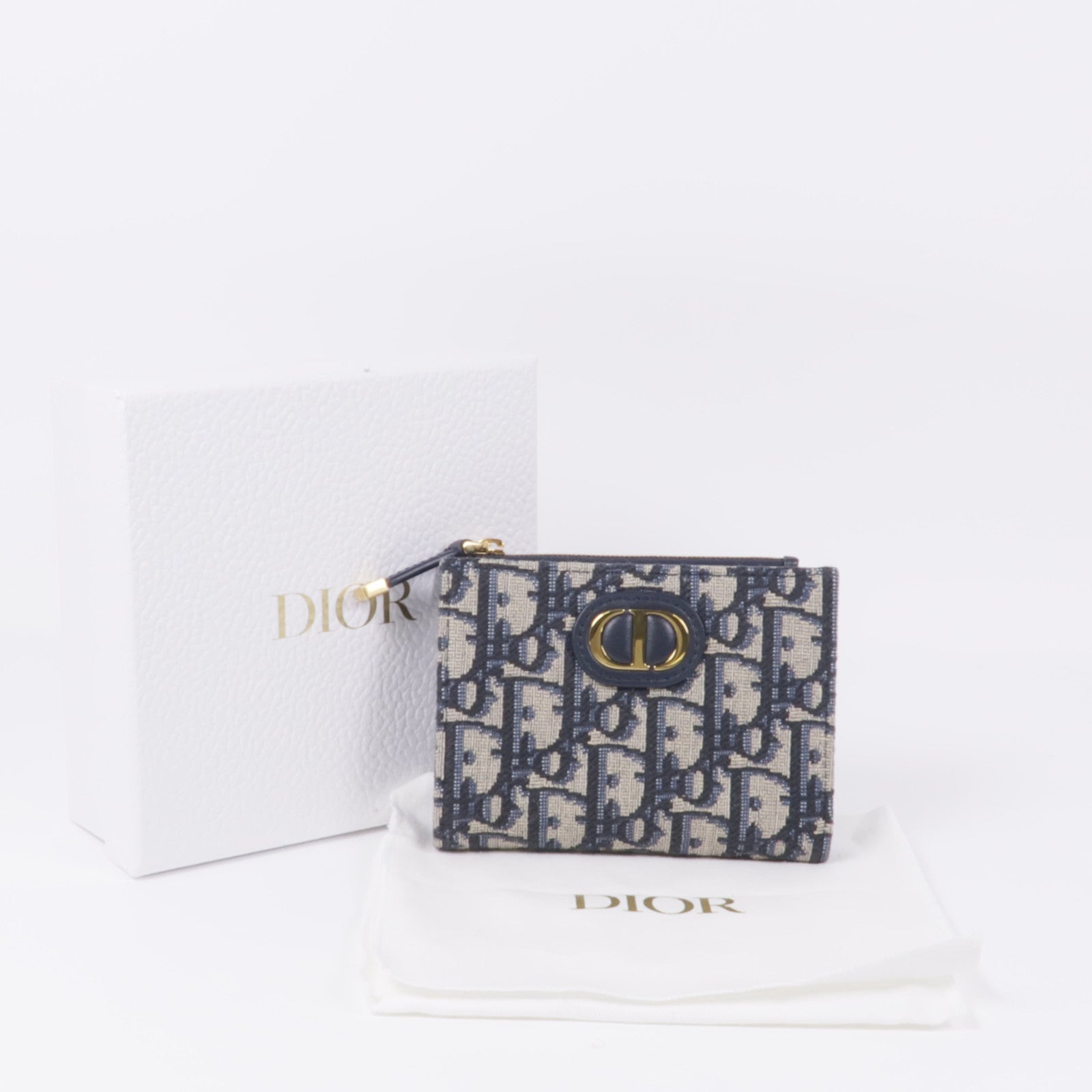 Dior 帆布Montaigne金扣錢包