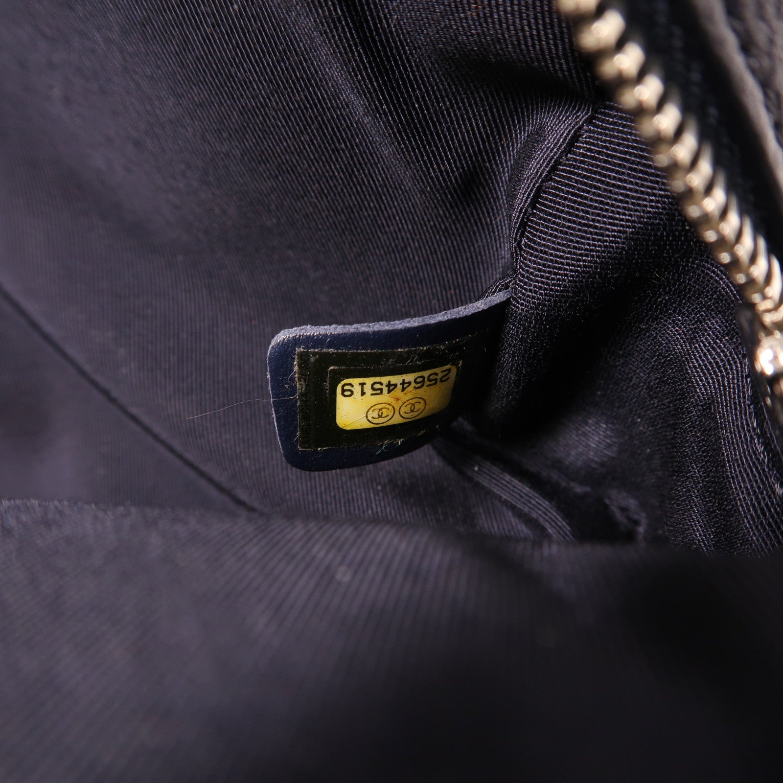 CHANEL 牛皮皮革Shoulder Bag銀扣手挽肩背兩用袋深藍色