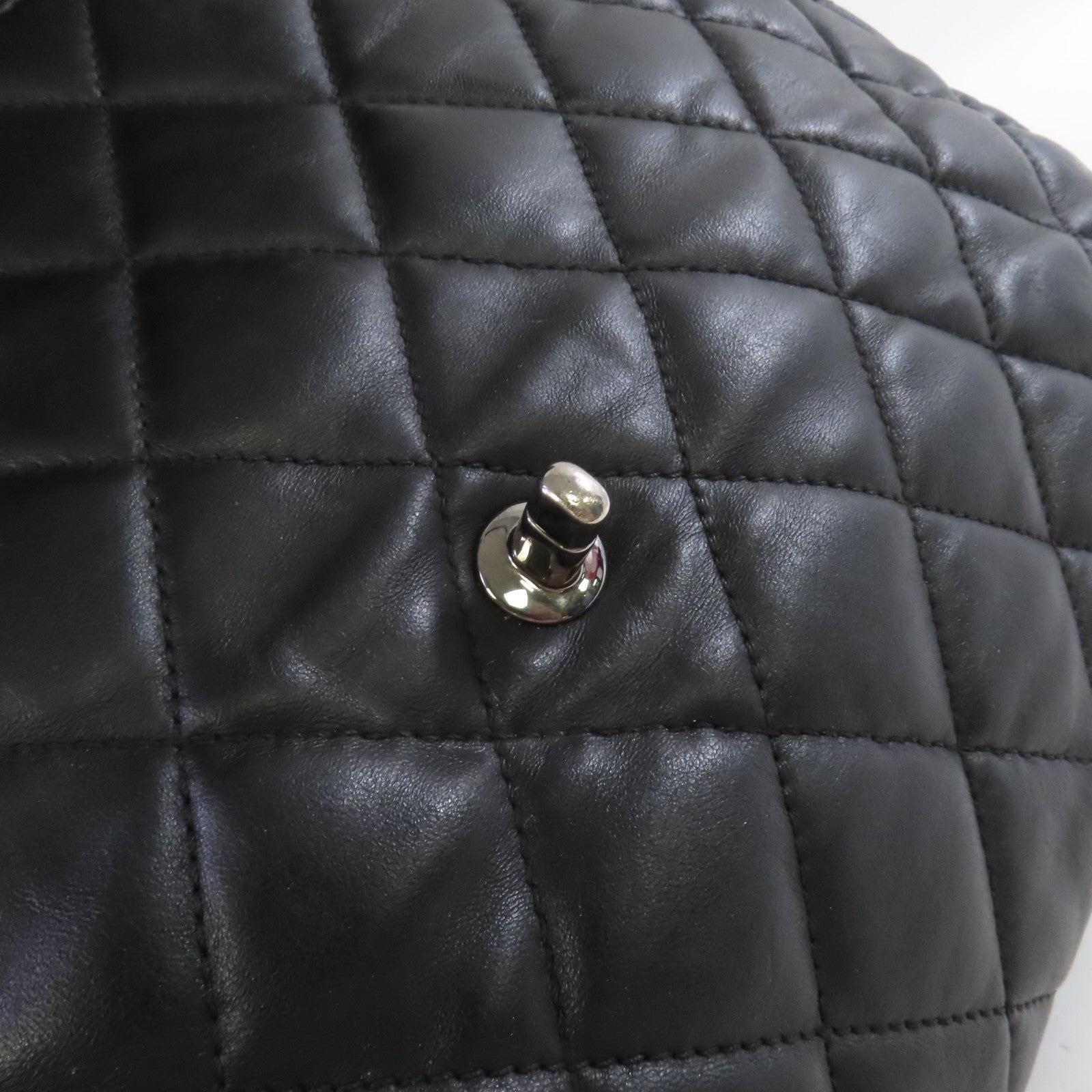 CHANEL 菱格牛皮皮革Chain Shoulder Bag銀扣鏈帶肩背袋黑色