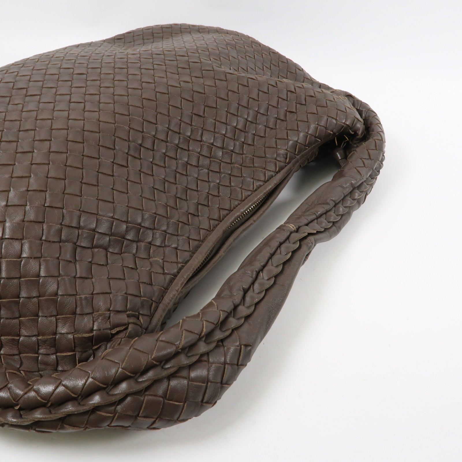 BOTTEGA VENETA 織紋皮革Shoulder Bag金扣肩背袋啡色