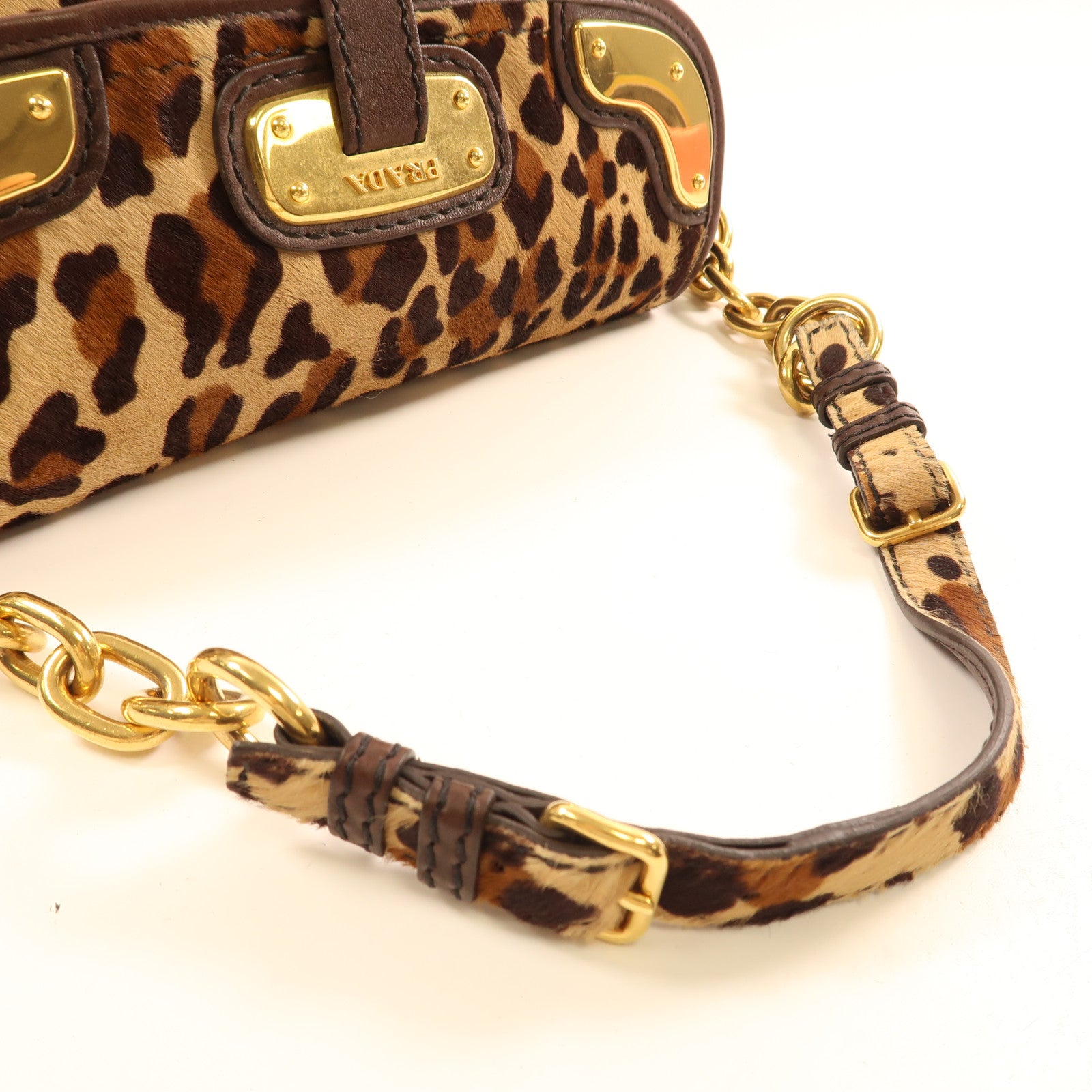 PRADA 馬毛Shoulder Bag金扣肩背袋