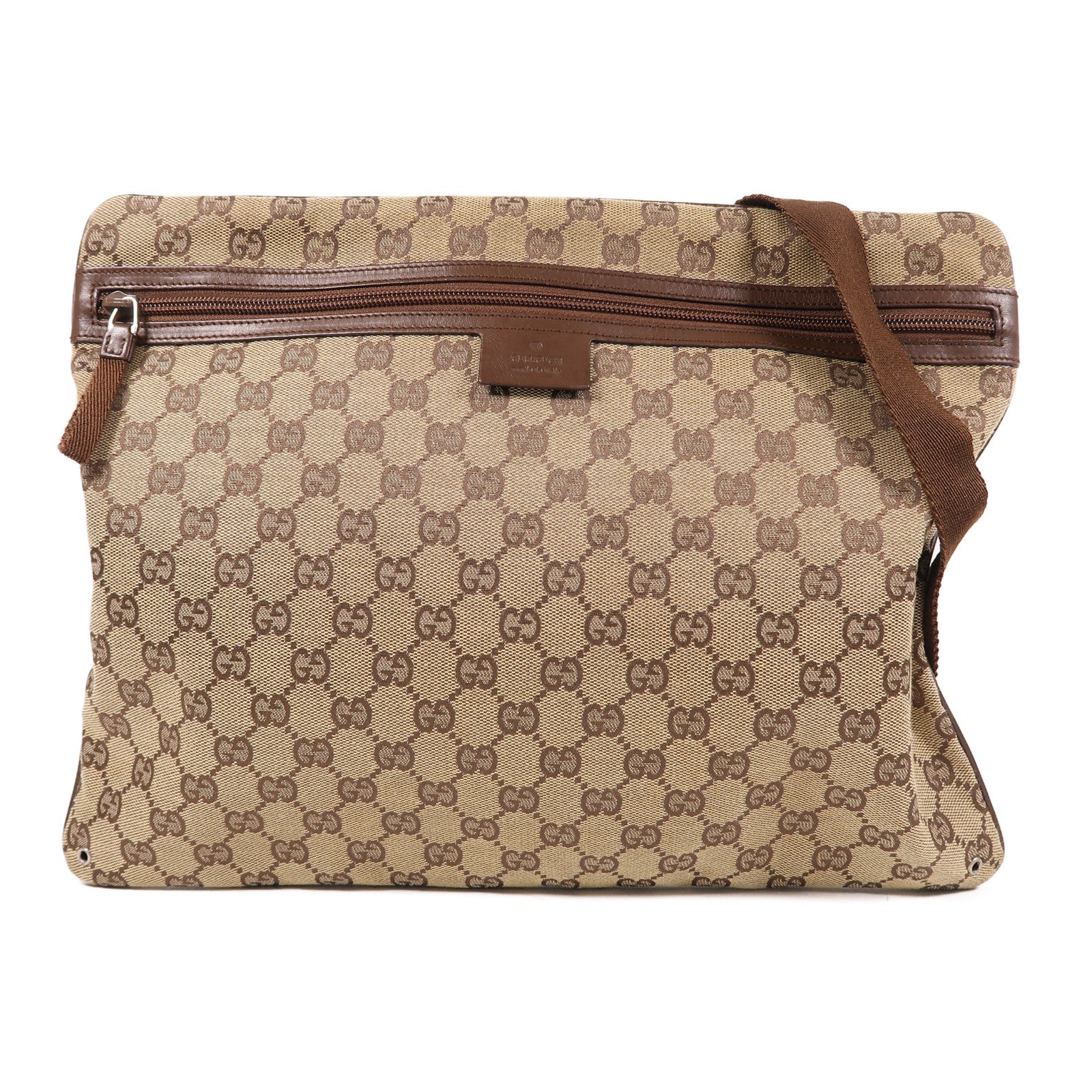 GUCCI 帆布Shoulder Bag銀扣肩背袋啡色