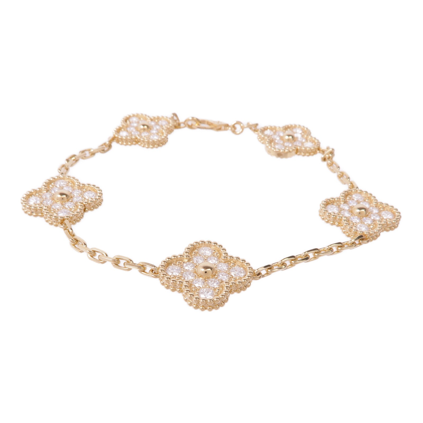 Van Cleef & Arpels 18K黃金Vintage Alhambra Diamond Bracelet鑽石手鏈