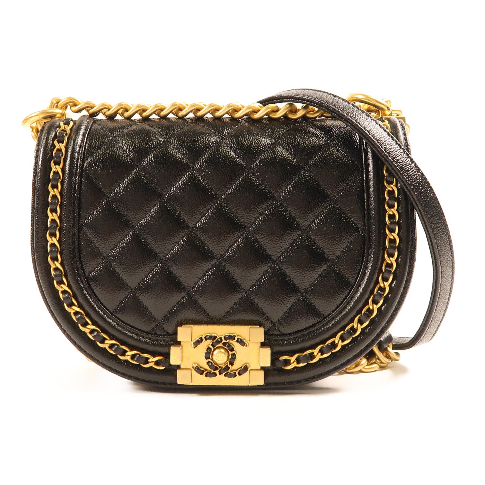 CHANEL 牛皮皮革Boy Chanel金扣肩背袋