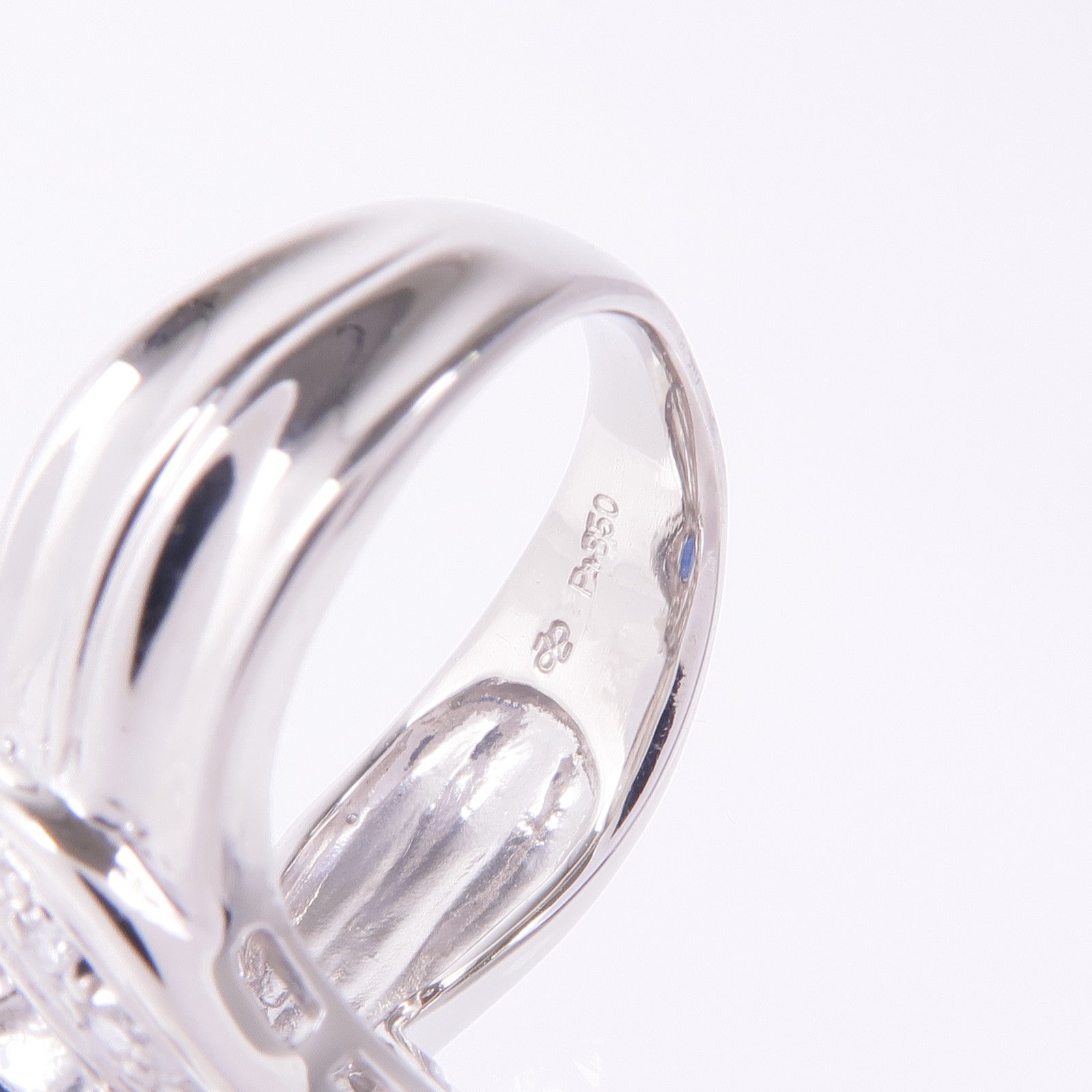 JEWELRY PT850鉑金Sapphire Diamond Ring藍寶石/鑽石戒指US#4.75