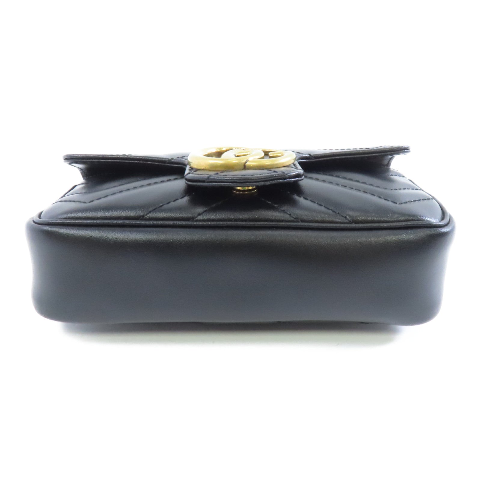 GUCCI 牛皮皮革GG Marmont金扣鏈帶肩背袋黑色