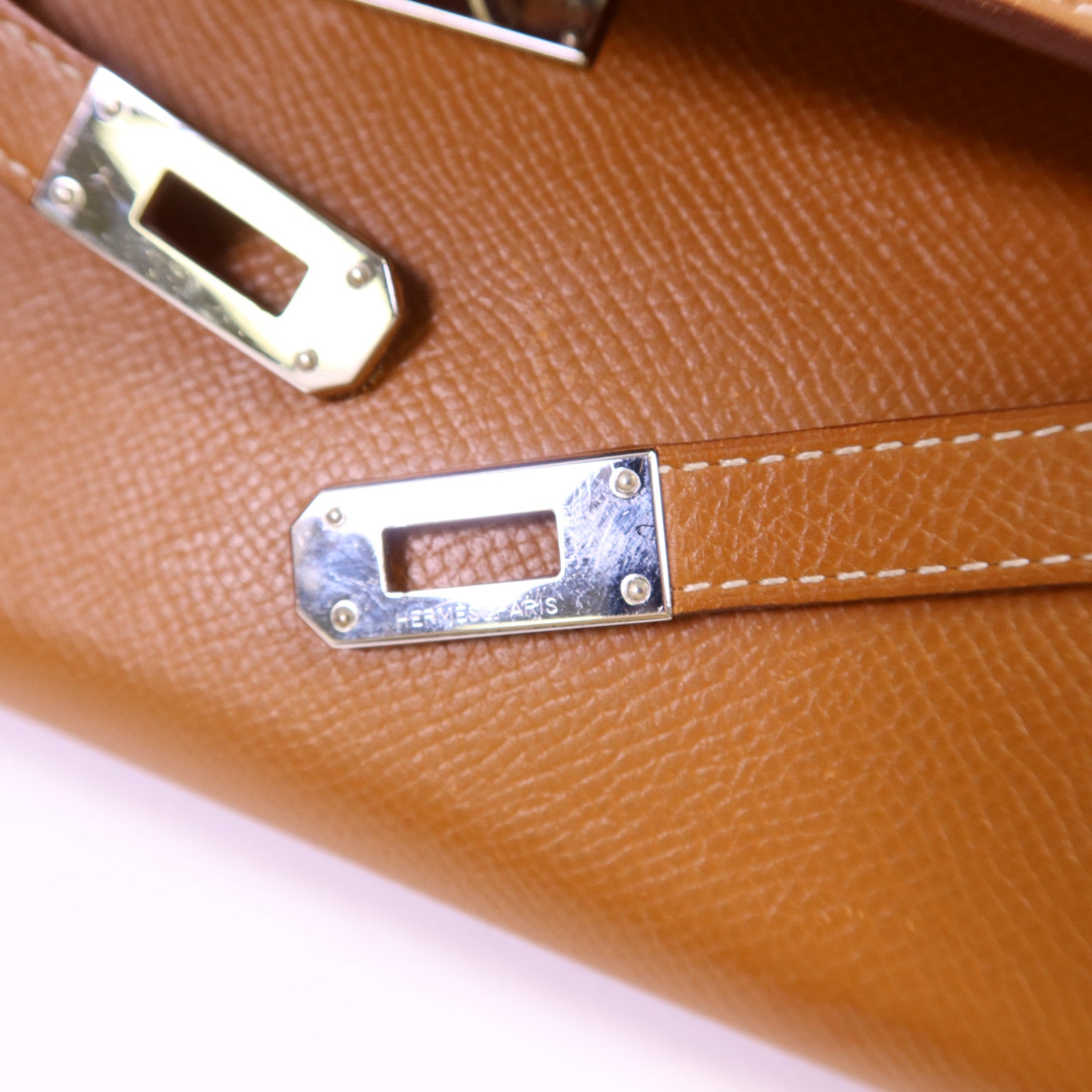 HERMES Epsom皮革Kelly Wallet銀扣長錢包Gold