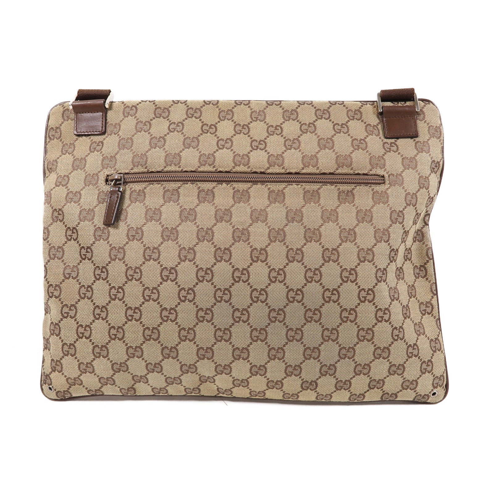 GUCCI 帆布Shoulder Bag銀扣肩背袋啡色
