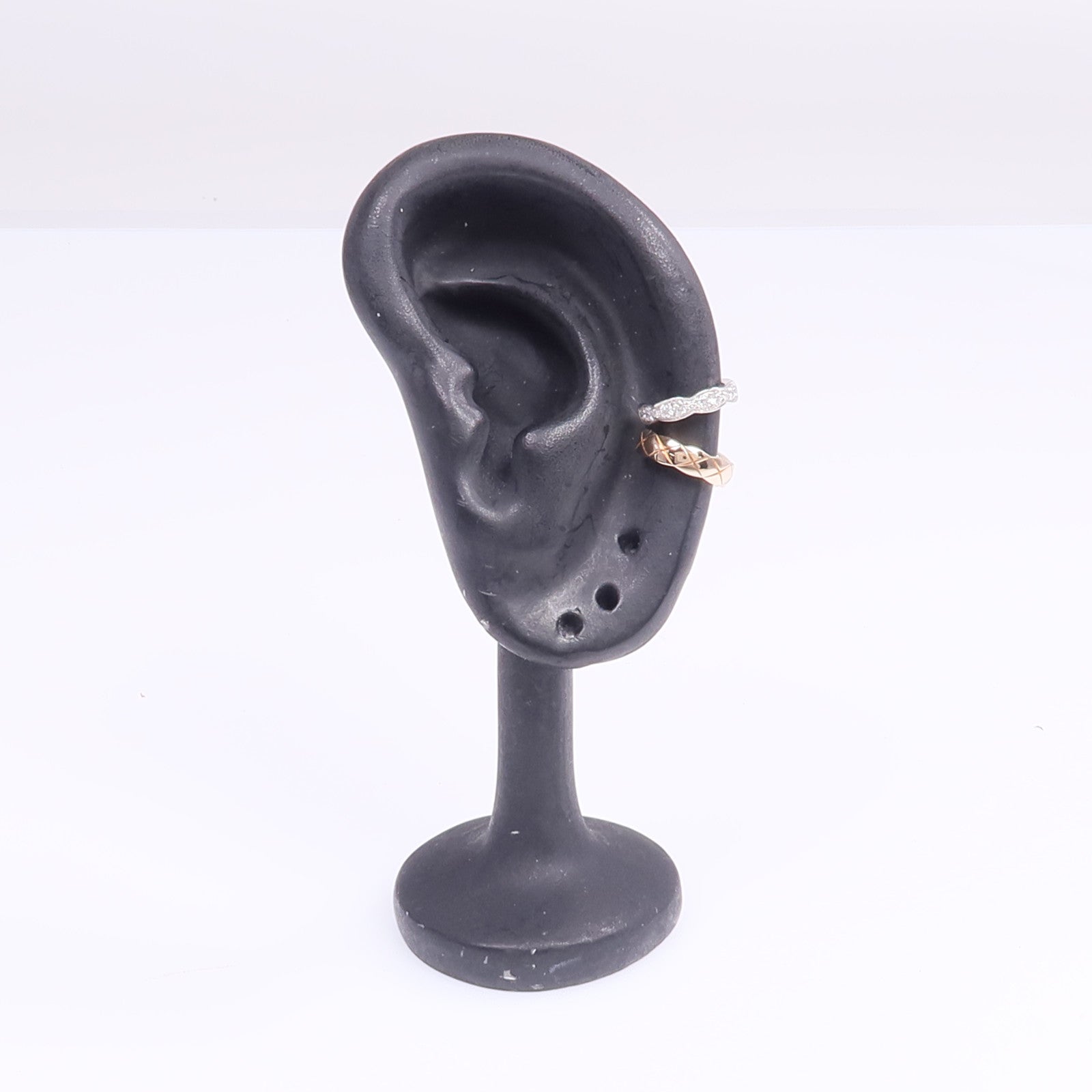 CHANEL 18K白金/玫瑰金Coco Crush Earring Cilp鑽石耳環